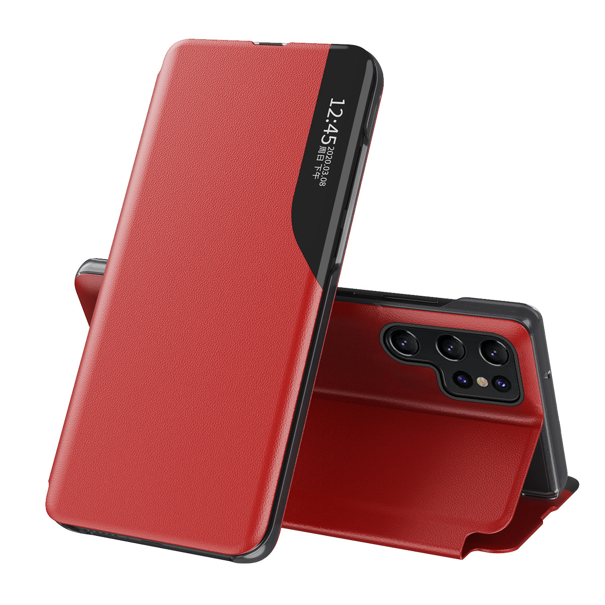 Compatible with Samsung A17 phone case, A56 half-side window, S26 Ultra flip phone stand leather case, 07 full-coverage protective case