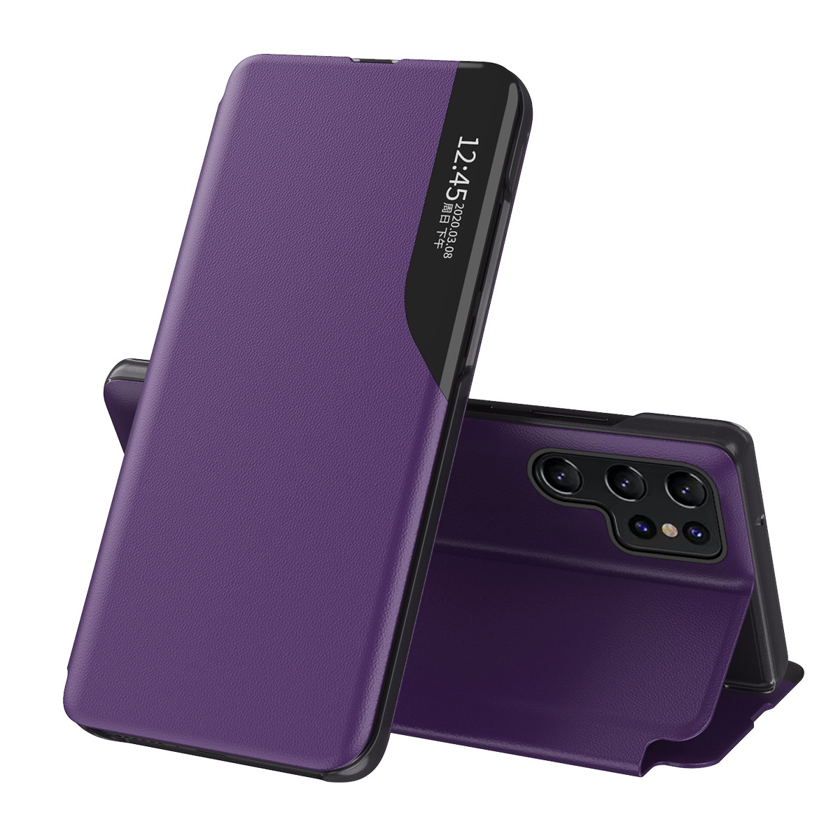 Compatible with Samsung A17 phone case, A56 half-side window, S26 Ultra flip phone stand leather case, 07 full-coverage protective case