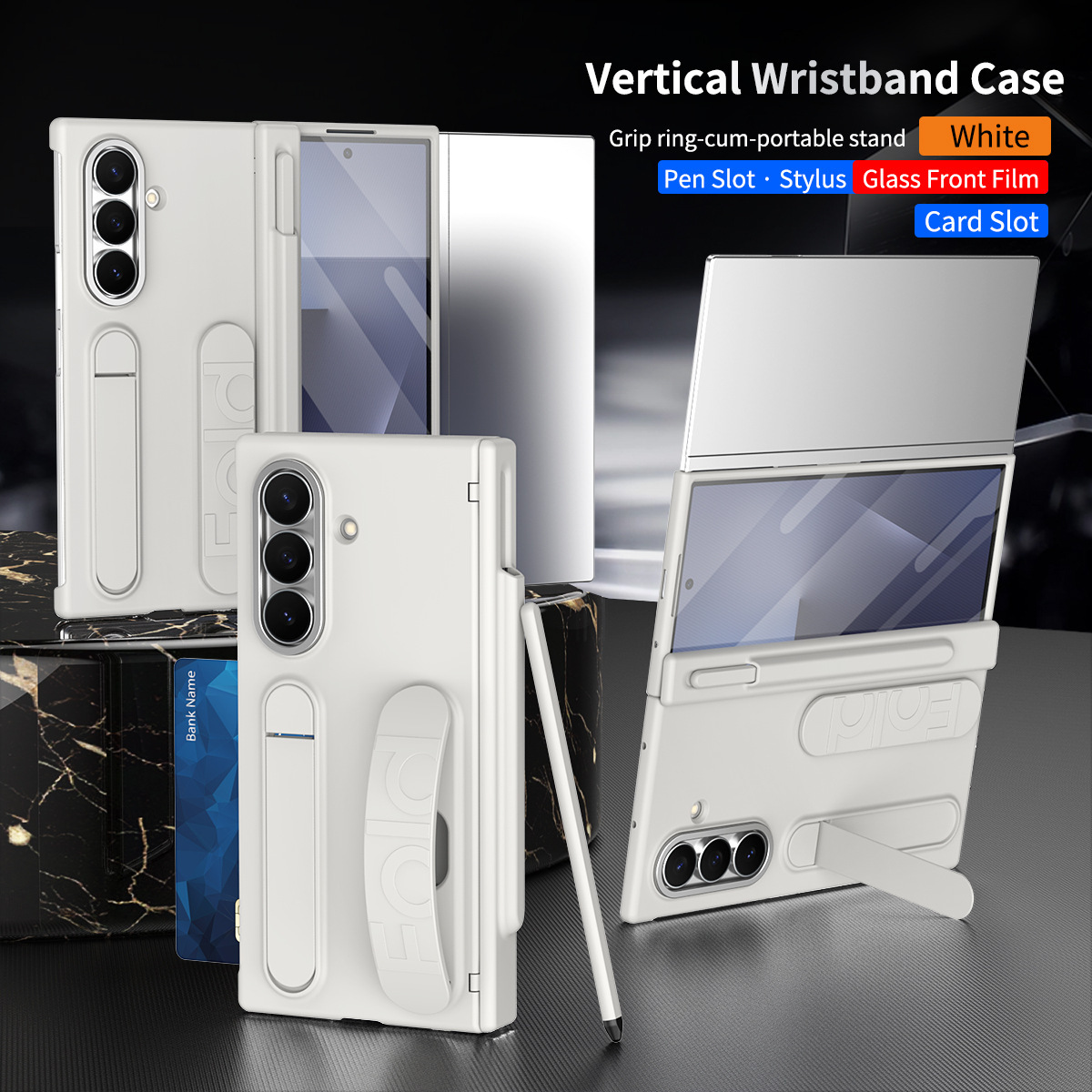 Samsung Z Fold 8/7 Phone Case TriFold with SIM Card Insert, Pen, Hinge, 6/5-inch Full Coverage Protective Case