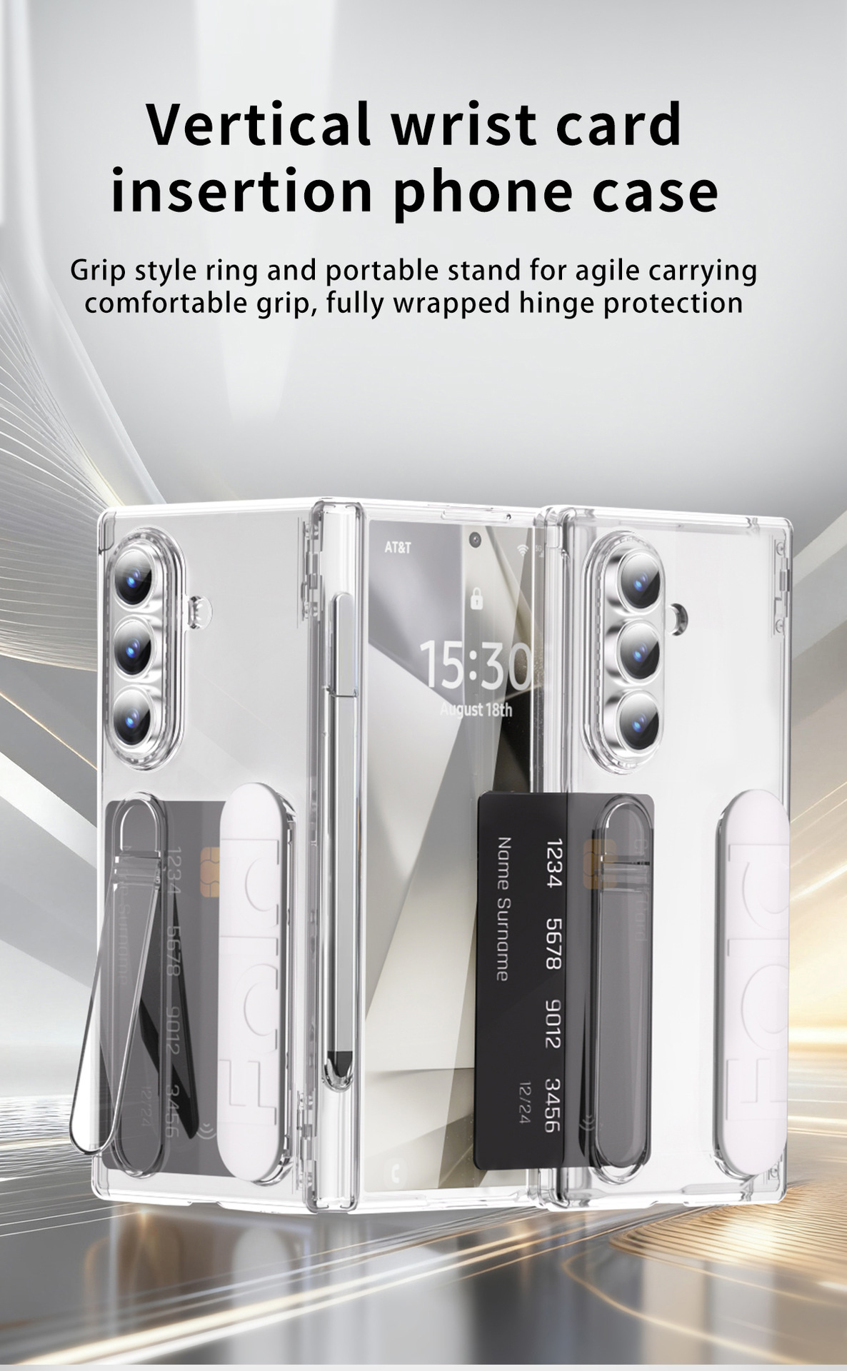 Samsung Z Fold 8/7 Phone Case TriFold with SIM Card Insert, Pen, Hinge, 6/5-inch Full Coverage Protective Case