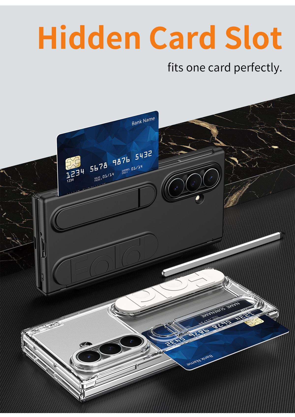 Samsung Z Fold 8/7 Phone Case TriFold with SIM Card Insert, Pen, Hinge, 6/5-inch Full Coverage Protective Case