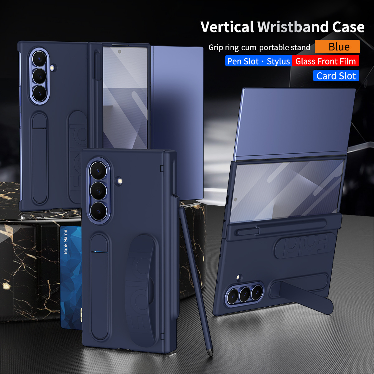 Samsung Z Fold 8/7 Phone Case TriFold with SIM Card Insert, Pen, Hinge, 6/5-inch Full Coverage Protective Case