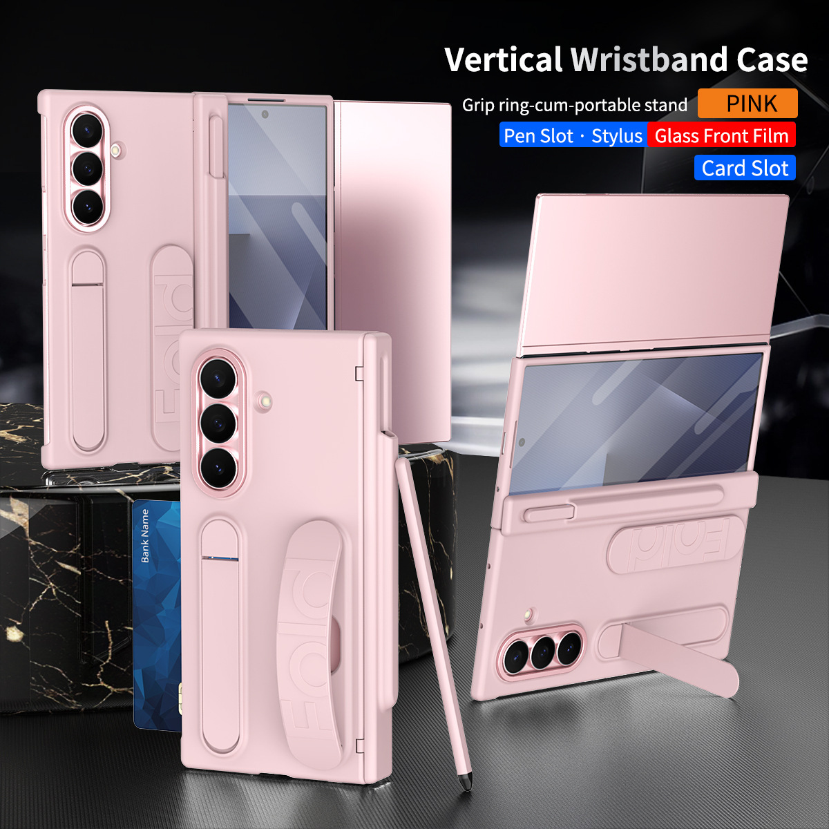 Samsung Z Fold 8/7 Phone Case TriFold with SIM Card Insert, Pen, Hinge, 6/5-inch Full Coverage Protective Case