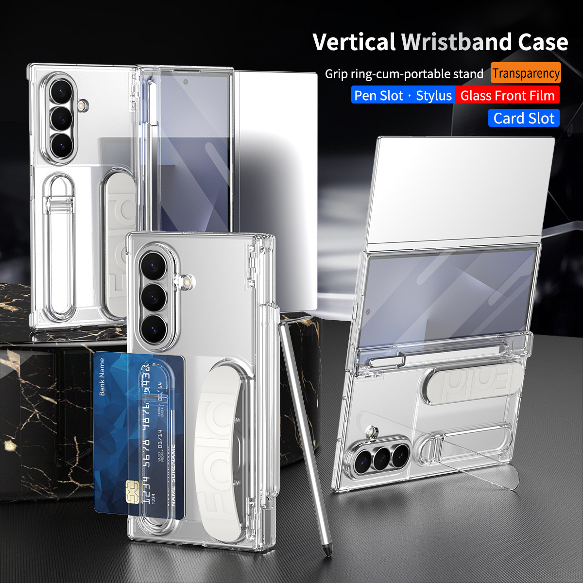 Samsung Z Fold 8/7 Phone Case TriFold with SIM Card Insert, Pen, Hinge, 6/5-inch Full Coverage Protective Case