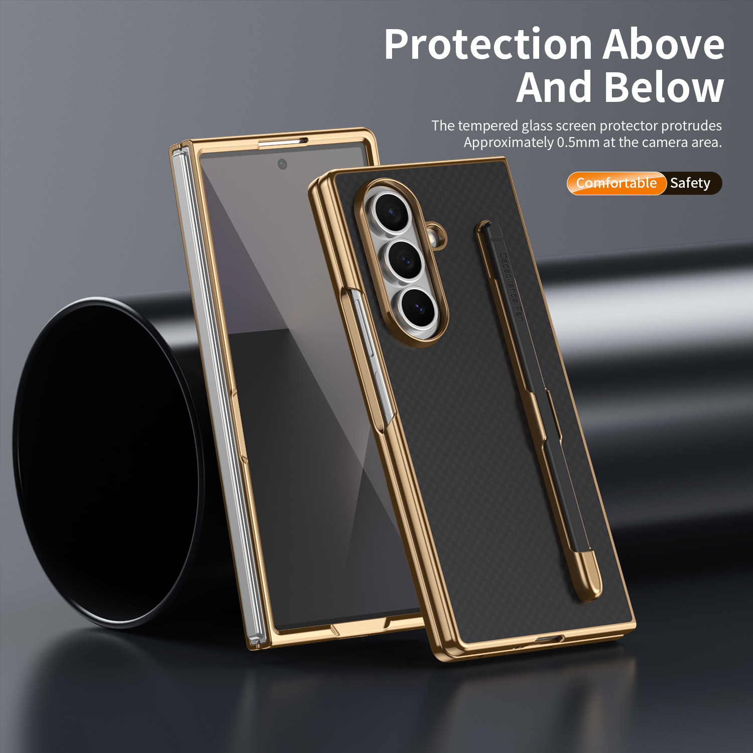 Compatible Samsung Z Fold8 Ultra phone case 7/6 with pen, electroplated Kevlar texture 5/4/3 shockproof protective case