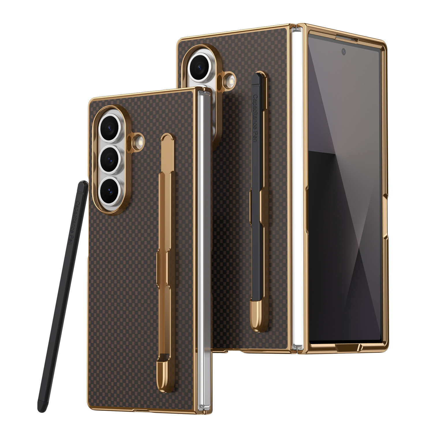 Compatible Samsung Z Fold8 Ultra phone case 7/6 with pen, electroplated Kevlar texture 5/4/3 shockproof protective case