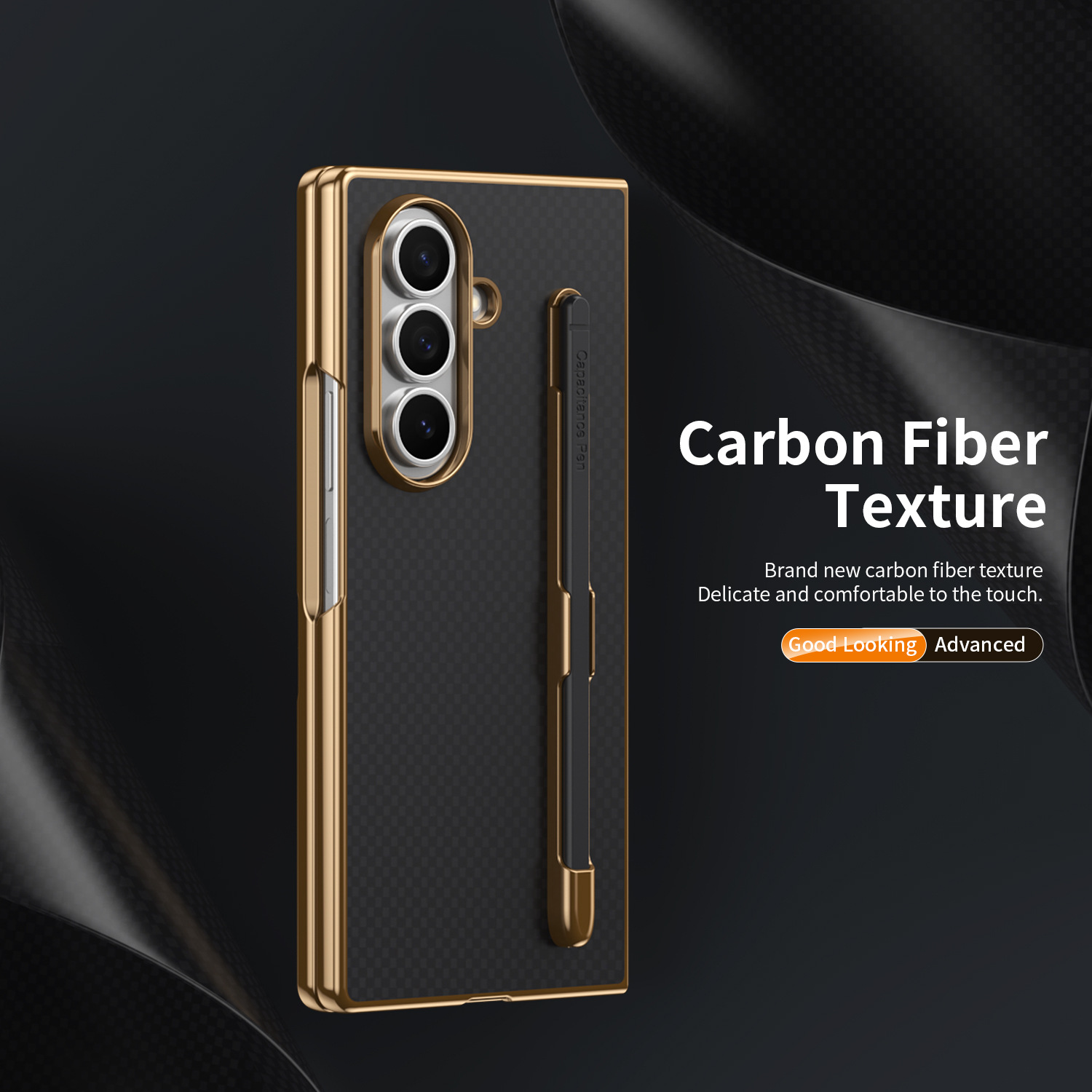 Compatible Samsung Z Fold8 Ultra phone case 7/6 with pen, electroplated Kevlar texture 5/4/3 shockproof protective case
