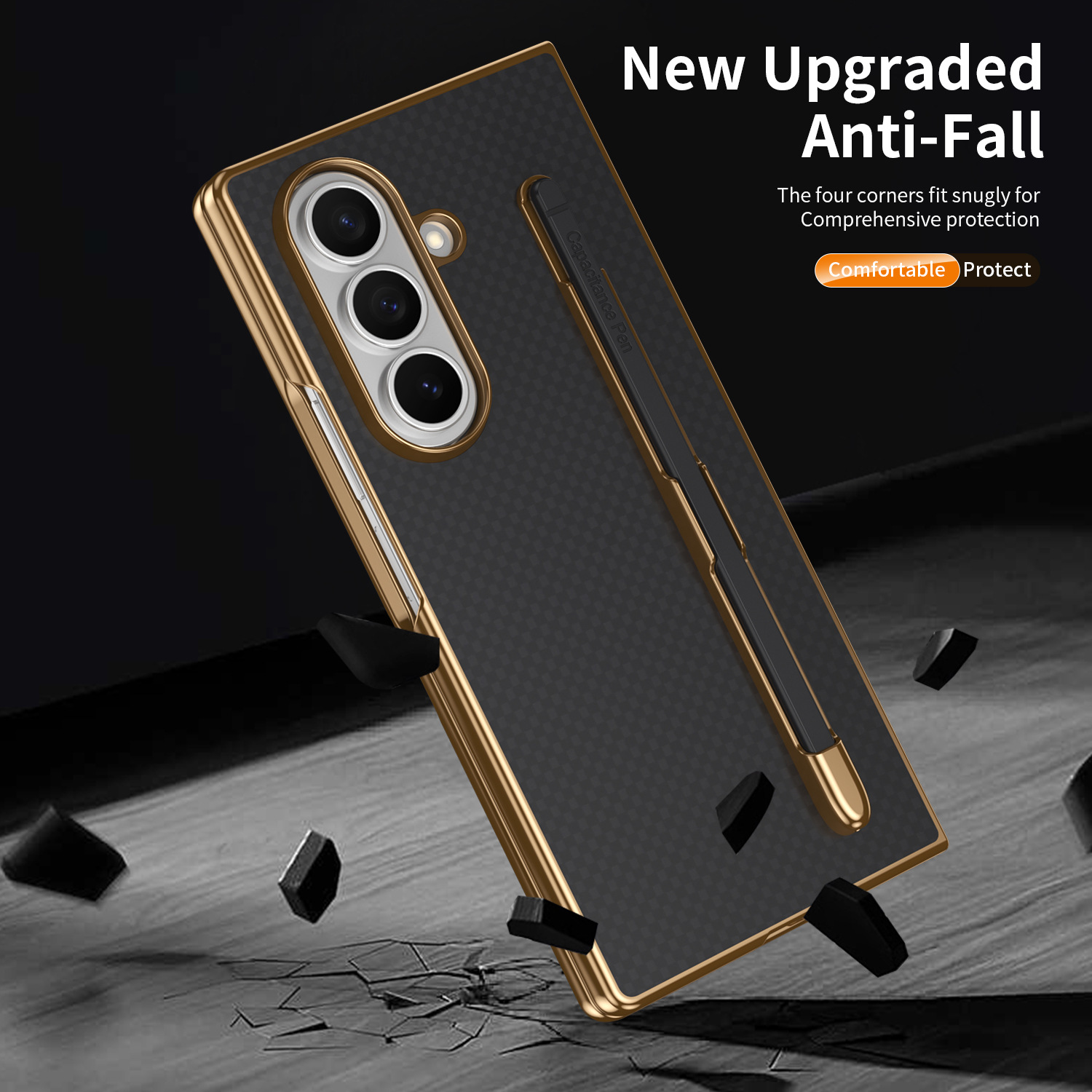 Compatible Samsung Z Fold8 Ultra phone case 7/6 with pen, electroplated Kevlar texture 5/4/3 shockproof protective case