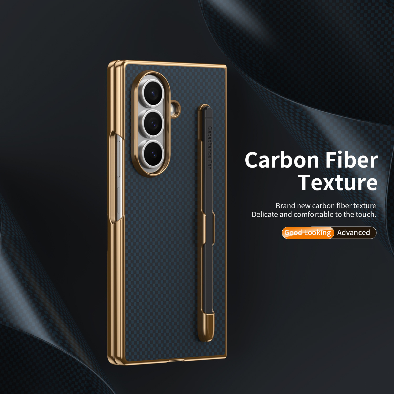Compatible Samsung Z Fold8 Ultra phone case 7/6 with pen, electroplated Kevlar texture 5/4/3 shockproof protective case