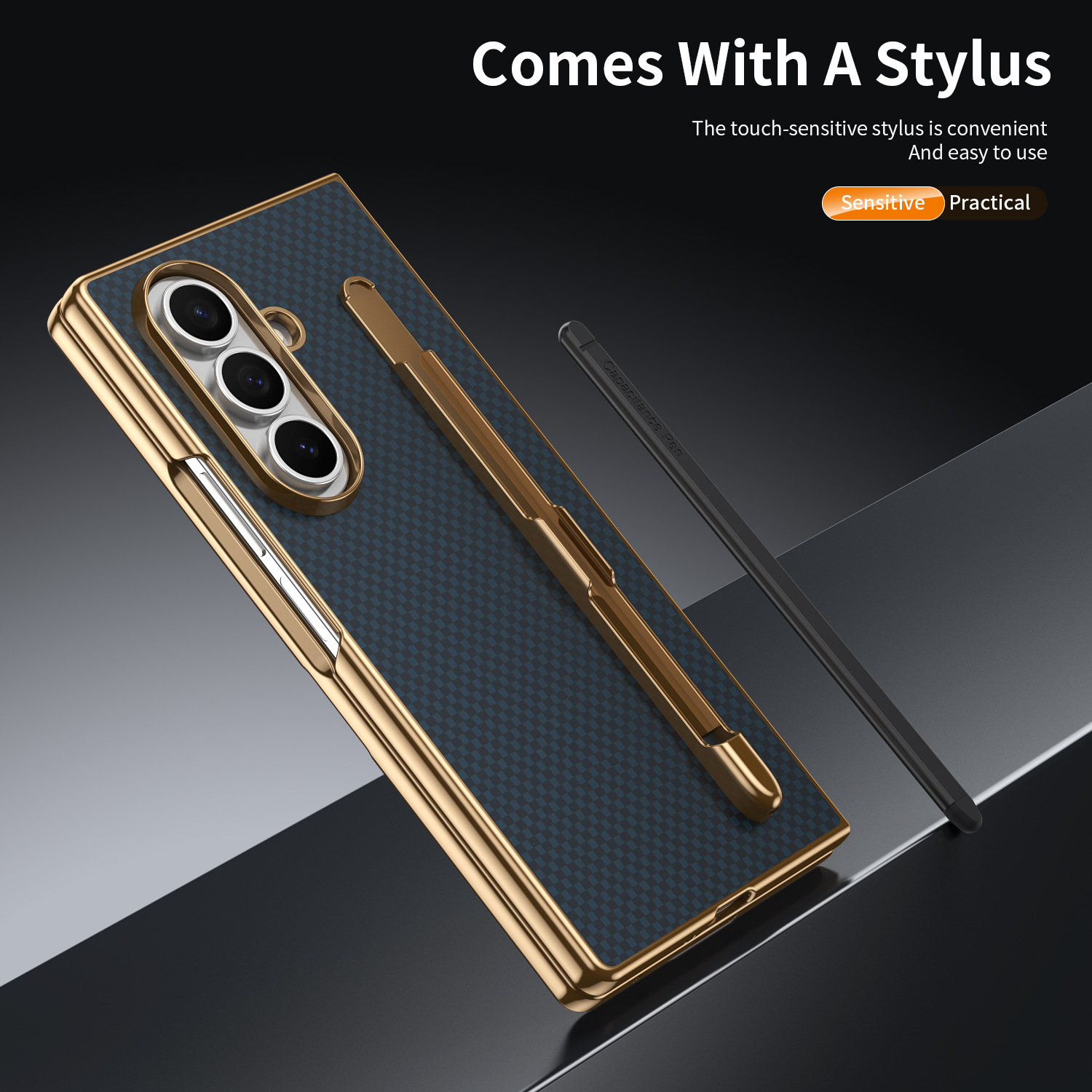 Compatible Samsung Z Fold8 Ultra phone case 7/6 with pen, electroplated Kevlar texture 5/4/3 shockproof protective case