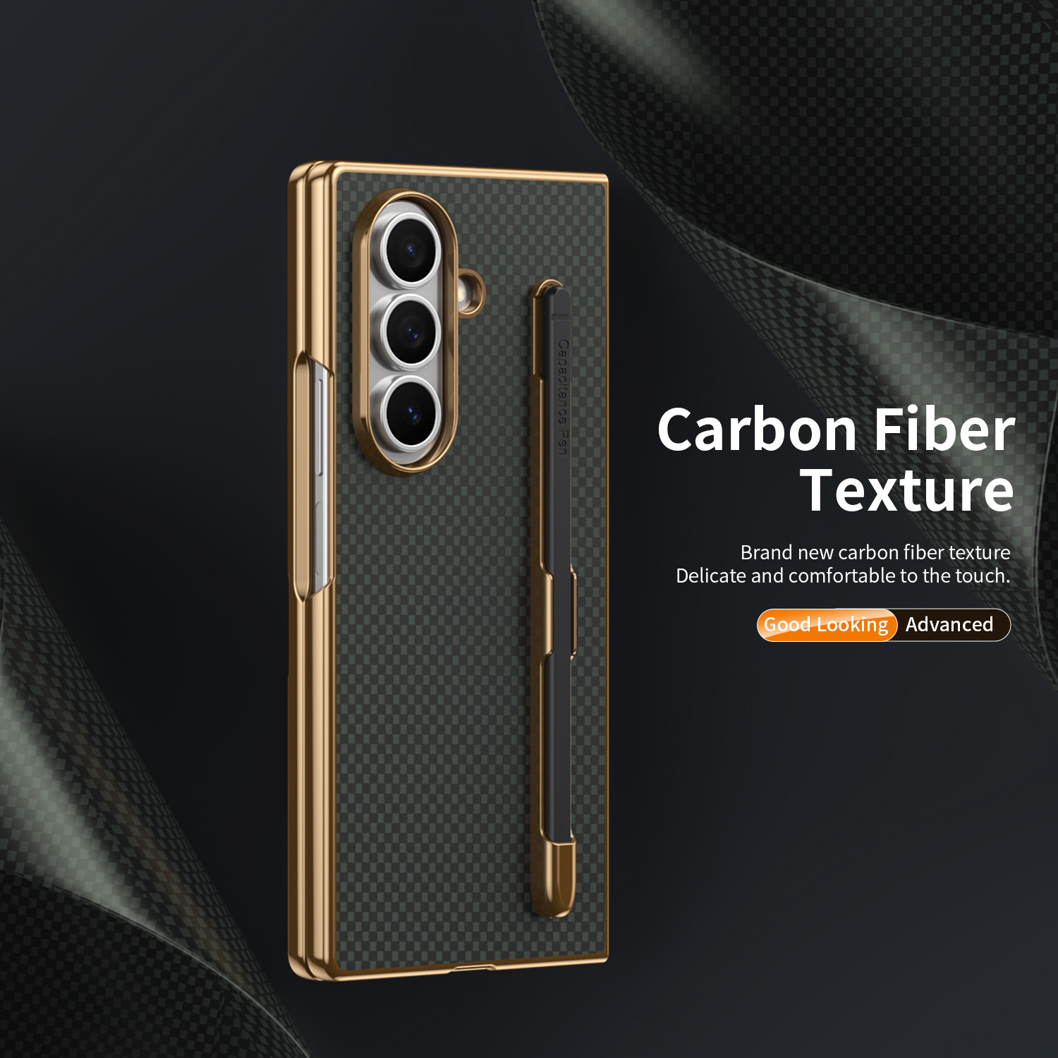 Compatible Samsung Z Fold8 Ultra phone case 7/6 with pen, electroplated Kevlar texture 5/4/3 shockproof protective case