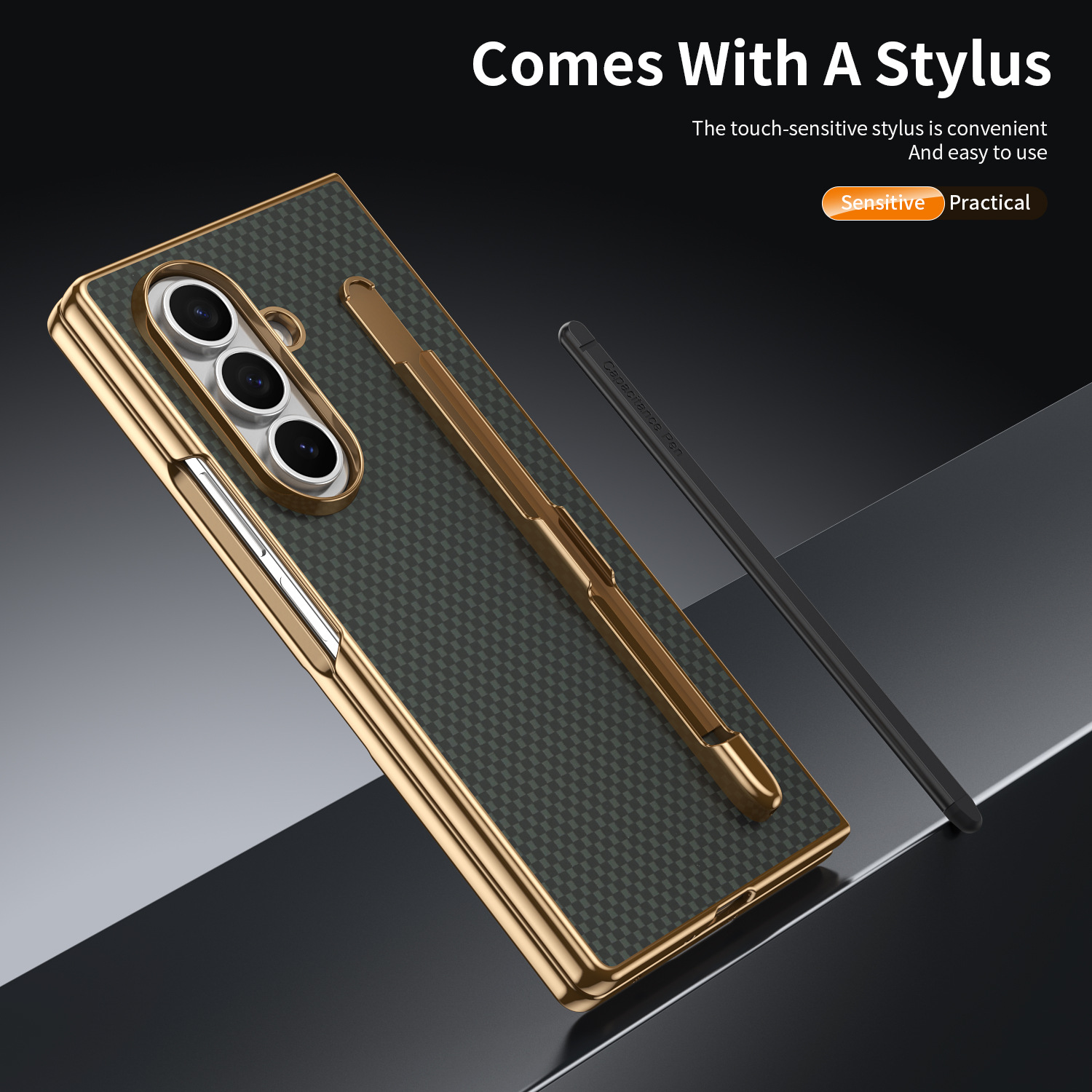 Compatible Samsung Z Fold8 Ultra phone case 7/6 with pen, electroplated Kevlar texture 5/4/3 shockproof protective case