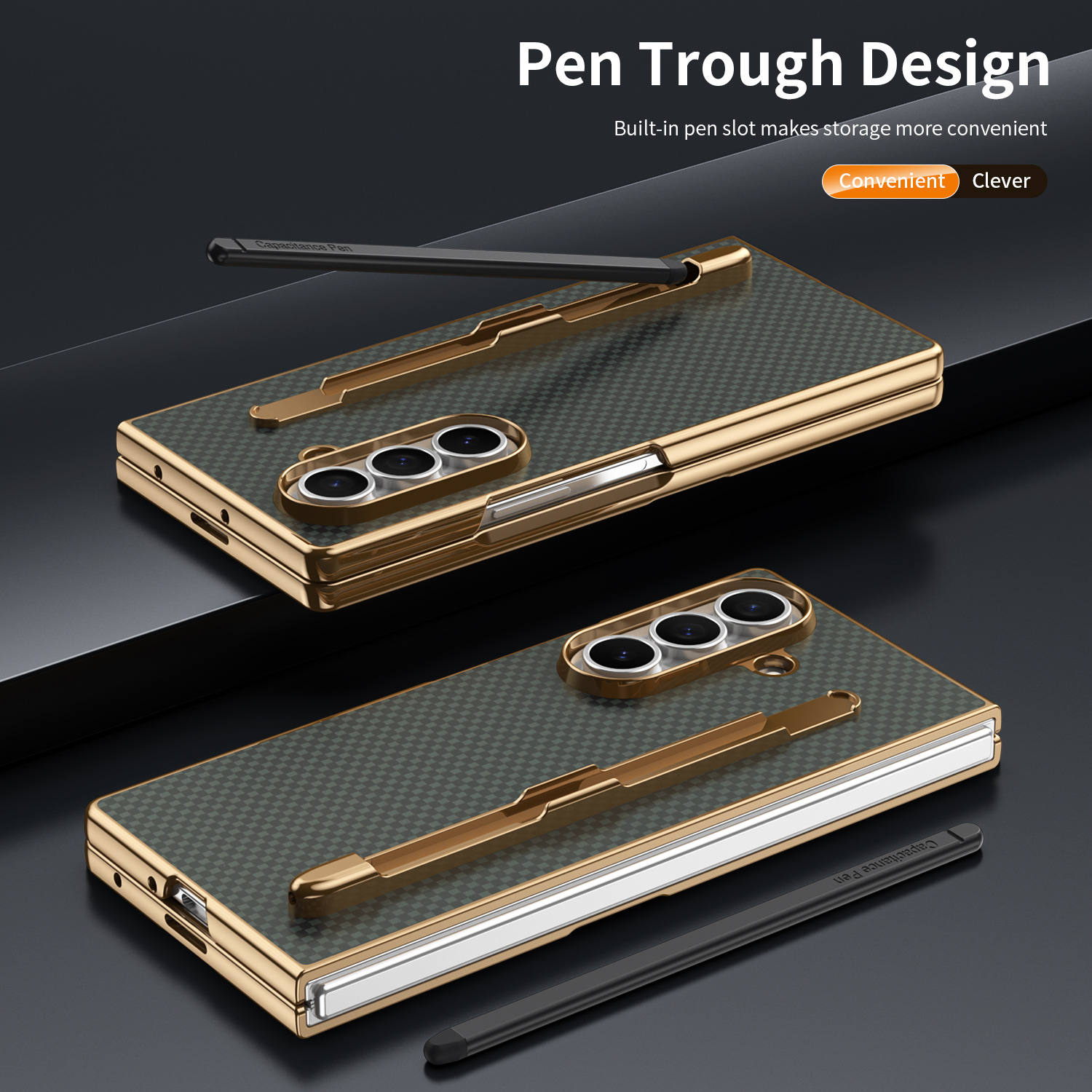 Compatible Samsung Z Fold8 Ultra phone case 7/6 with pen, electroplated Kevlar texture 5/4/3 shockproof protective case