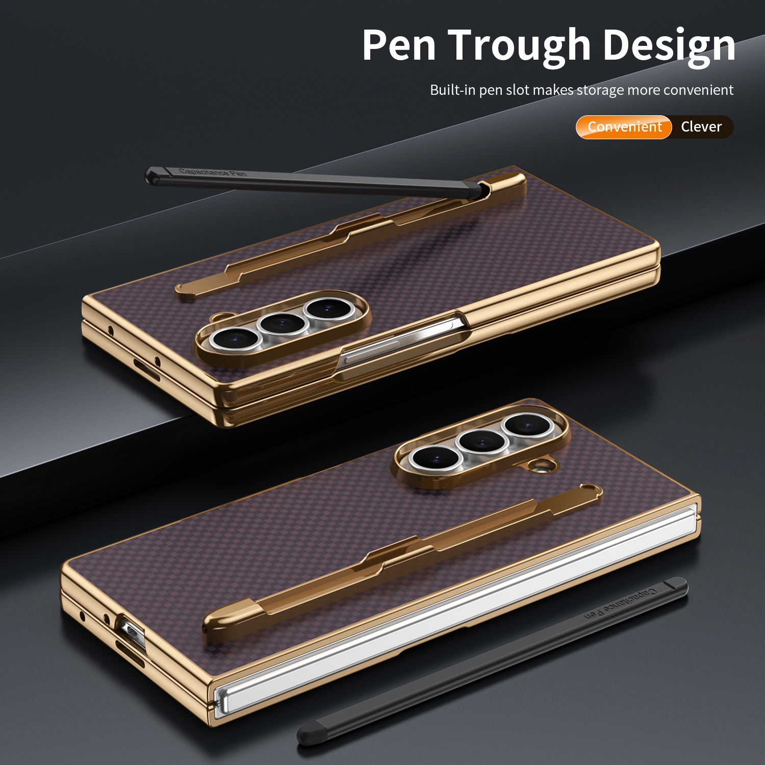 Compatible Samsung Z Fold8 Ultra phone case 7/6 with pen, electroplated Kevlar texture 5/4/3 shockproof protective case