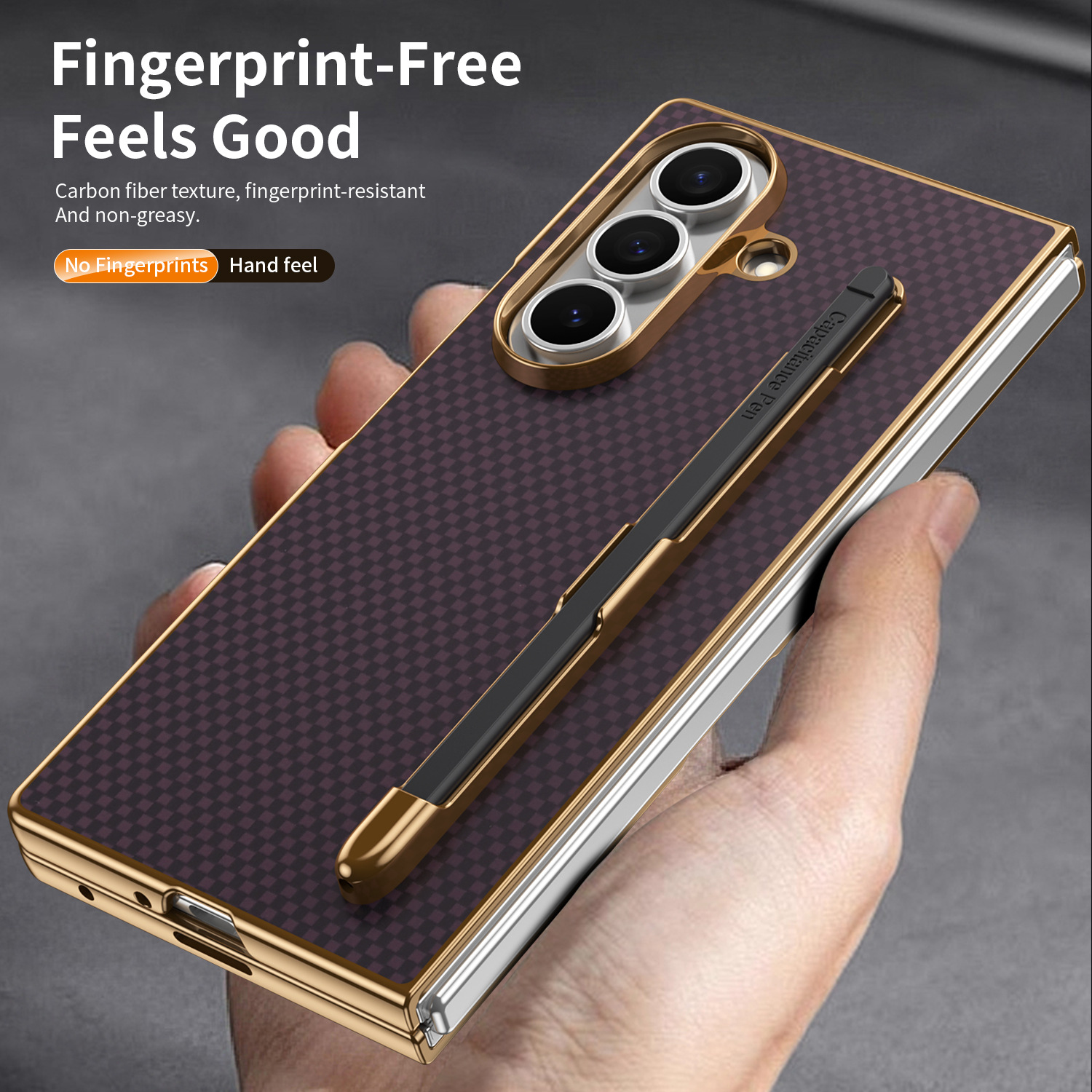 Compatible Samsung Z Fold8 Ultra phone case 7/6 with pen, electroplated Kevlar texture 5/4/3 shockproof protective case