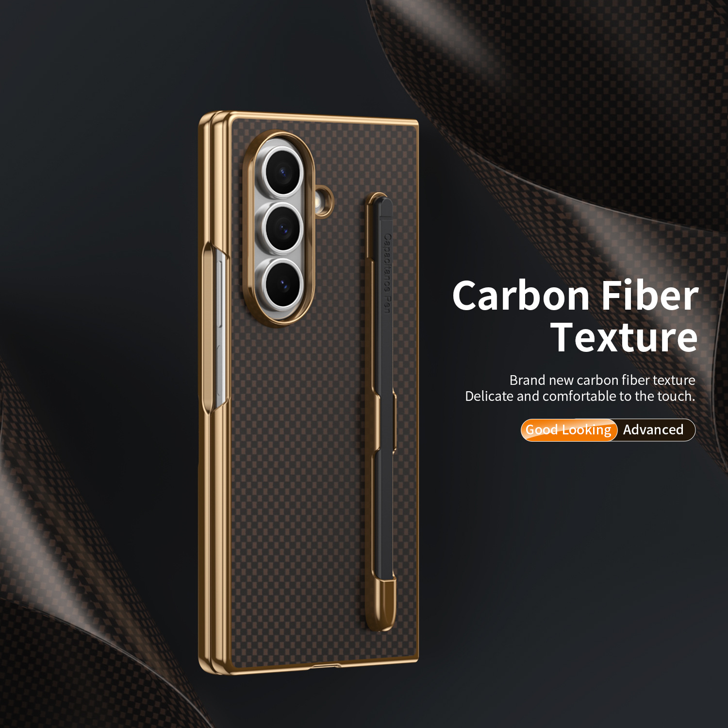 Compatible Samsung Z Fold8 Ultra phone case 7/6 with pen, electroplated Kevlar texture 5/4/3 shockproof protective case