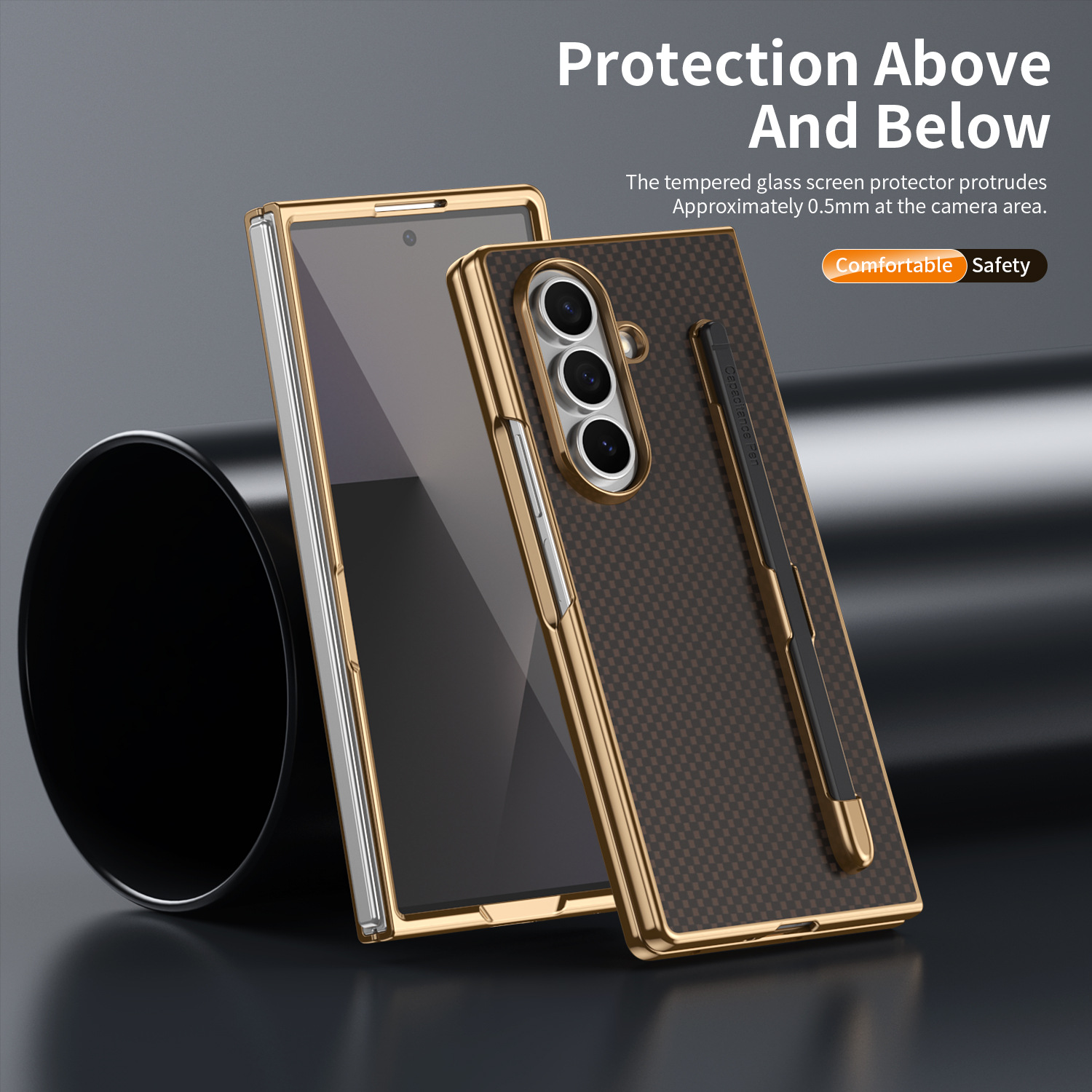 Compatible Samsung Z Fold8 Ultra phone case 7/6 with pen, electroplated Kevlar texture 5/4/3 shockproof protective case