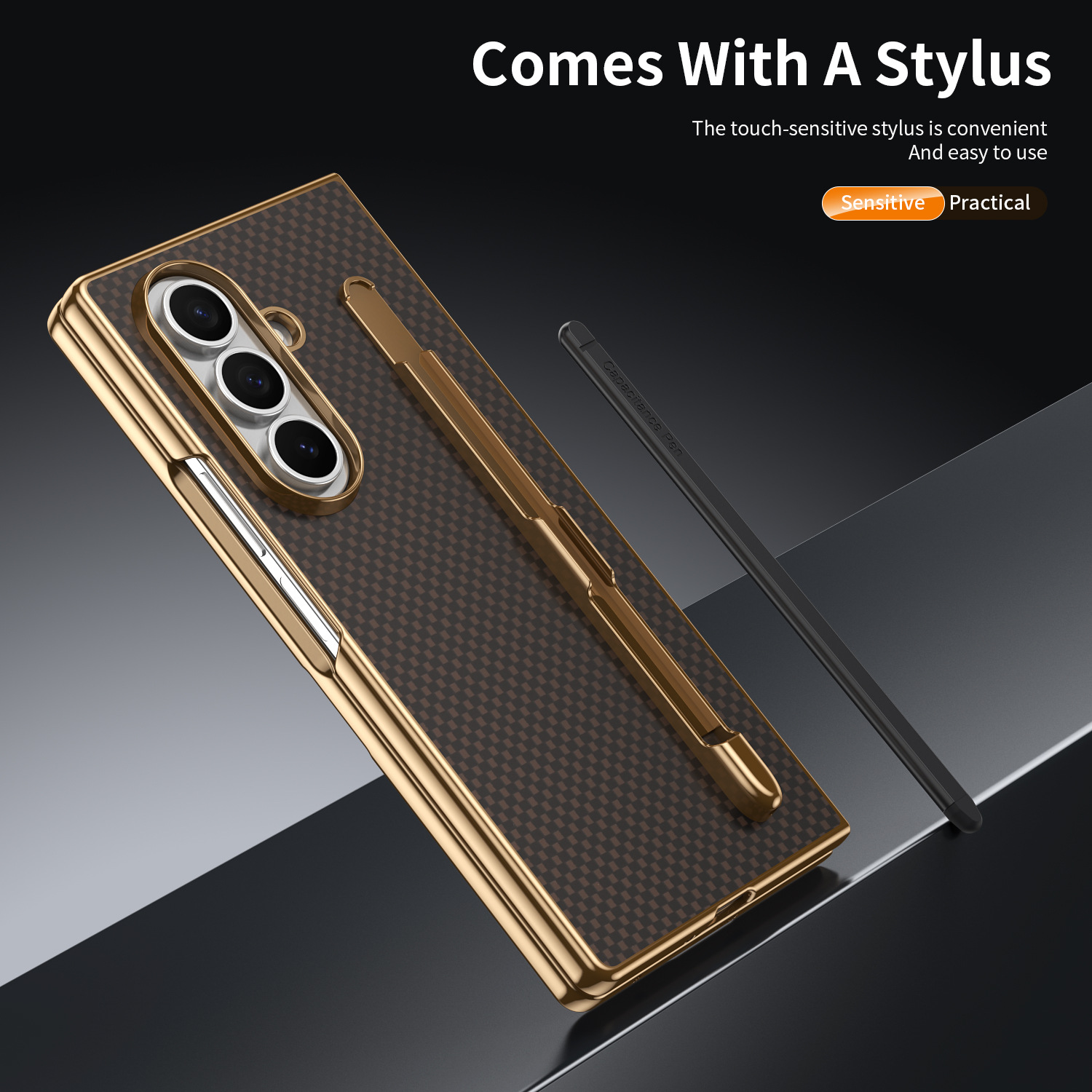 Compatible Samsung Z Fold8 Ultra phone case 7/6 with pen, electroplated Kevlar texture 5/4/3 shockproof protective case