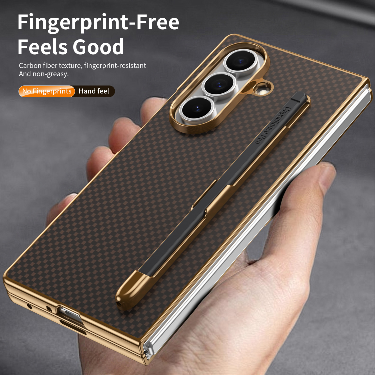 Compatible Samsung Z Fold8 Ultra phone case 7/6 with pen, electroplated Kevlar texture 5/4/3 shockproof protective case