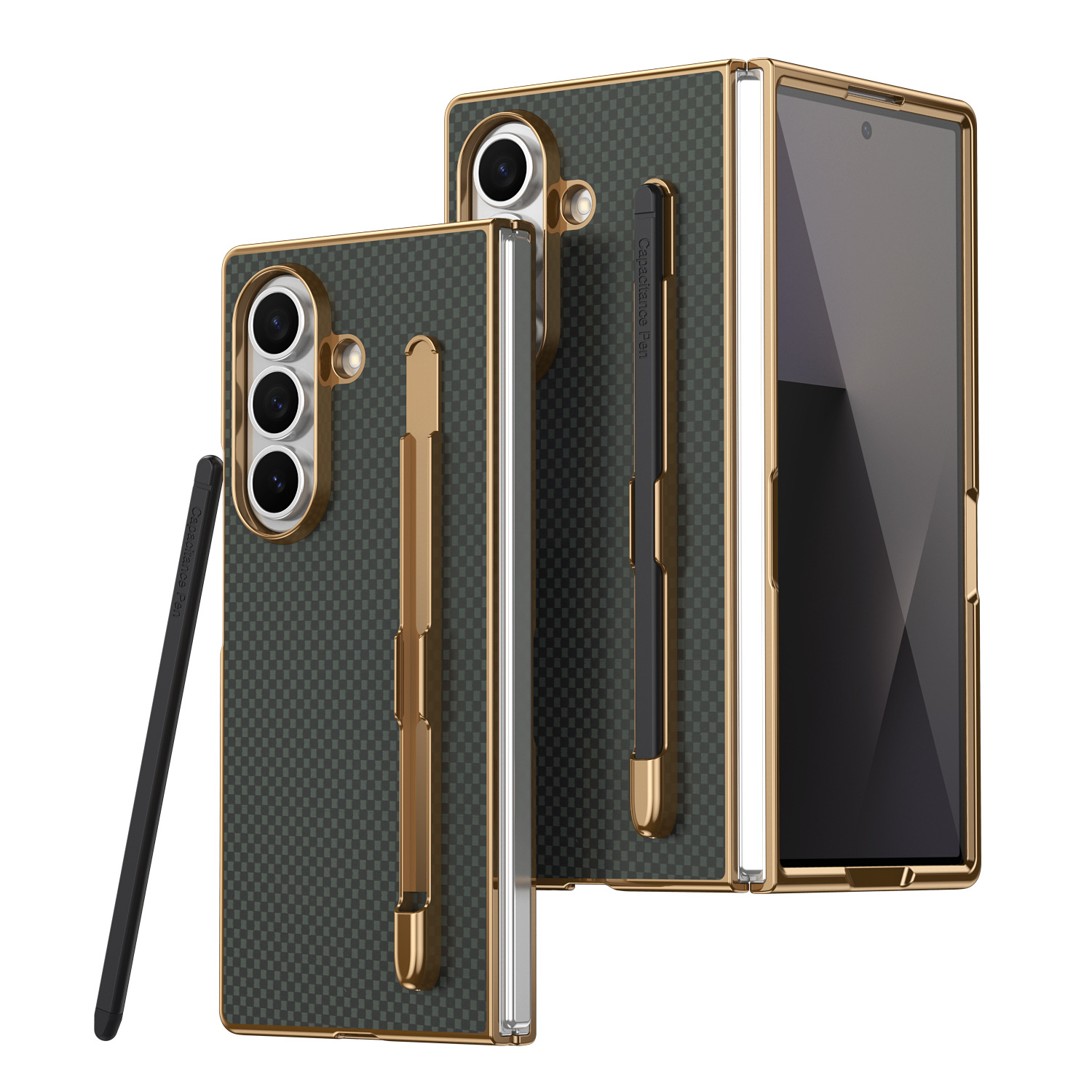 Compatible Samsung Z Fold8 Ultra phone case 7/6 with pen, electroplated Kevlar texture 5/4/3 shockproof protective case