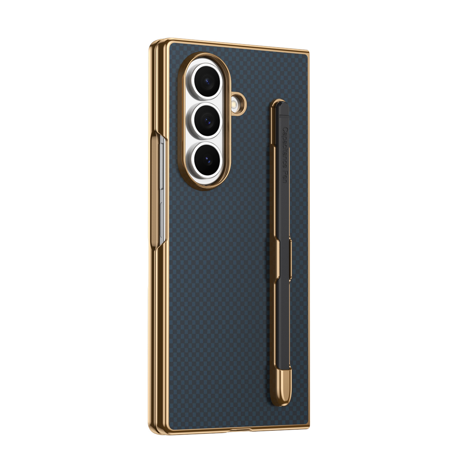 Compatible Samsung Z Fold8 Ultra phone case 7/6 with pen, electroplated Kevlar texture 5/4/3 shockproof protective case