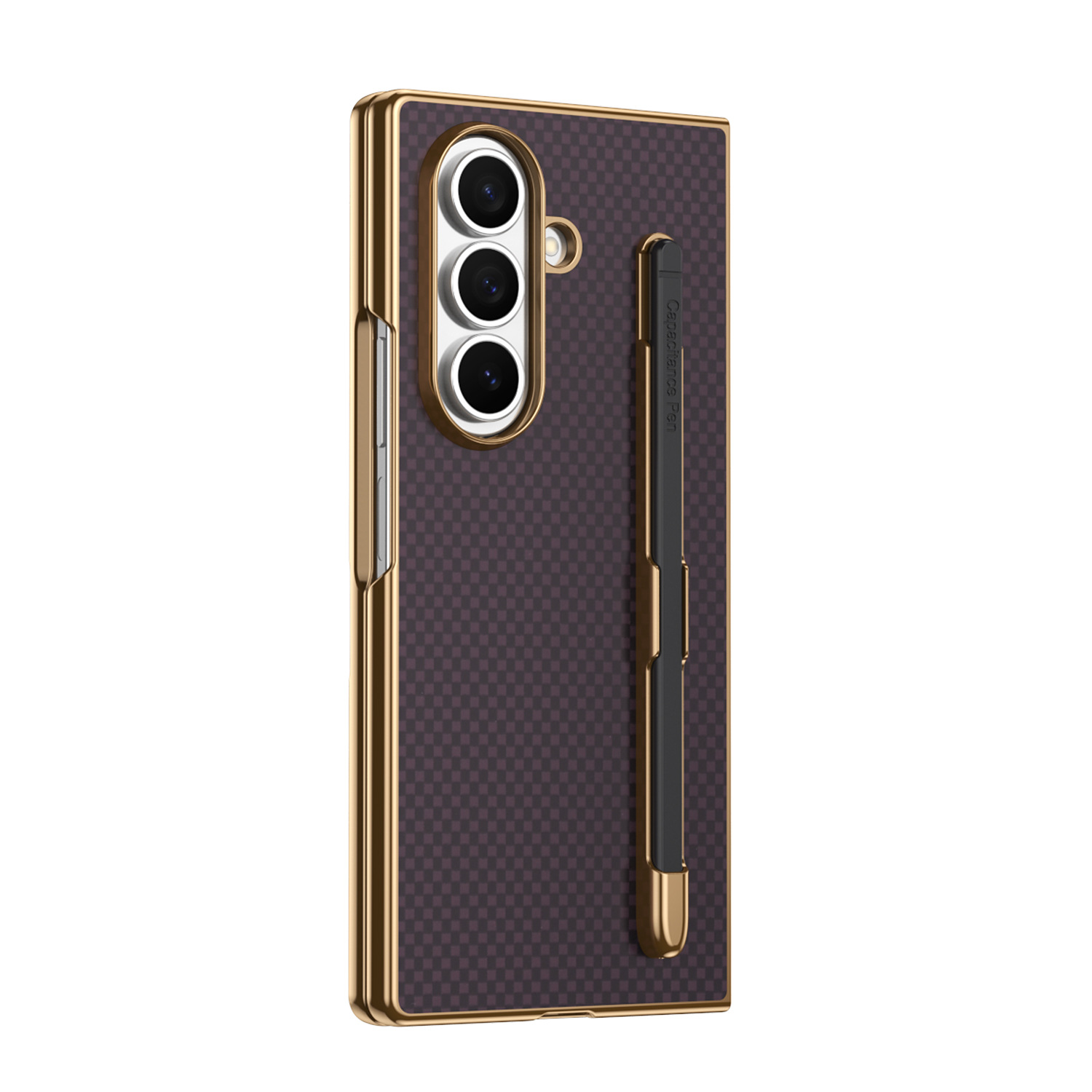 Compatible Samsung Z Fold8 Ultra phone case 7/6 with pen, electroplated Kevlar texture 5/4/3 shockproof protective case