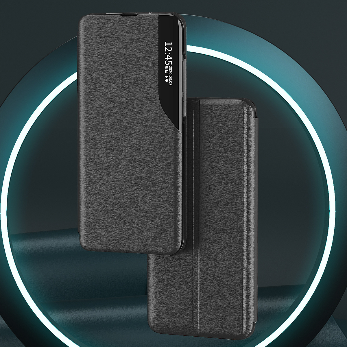 Compatible with Samsung S26 Ultra phone case, 25 Plus half-side window, 24U vegan leather flip cover, S23 protective case