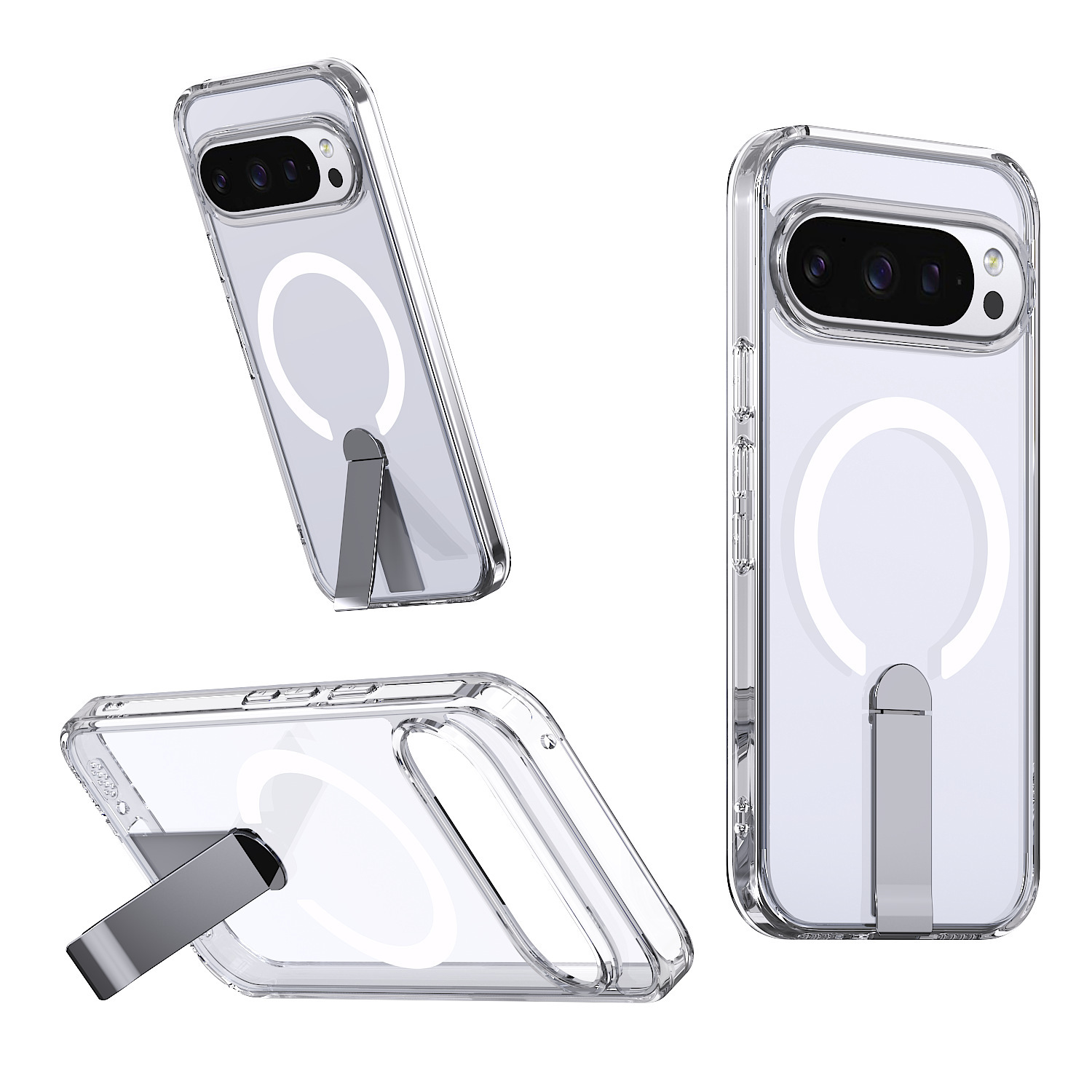 Compatible with Google Pixel 10 Pro XL phone case, wireless charging, magnetic attachment, 9A rotating stand, 9pro drop protection case - Transparent [Starry Night] PIXEL-9 proXL
