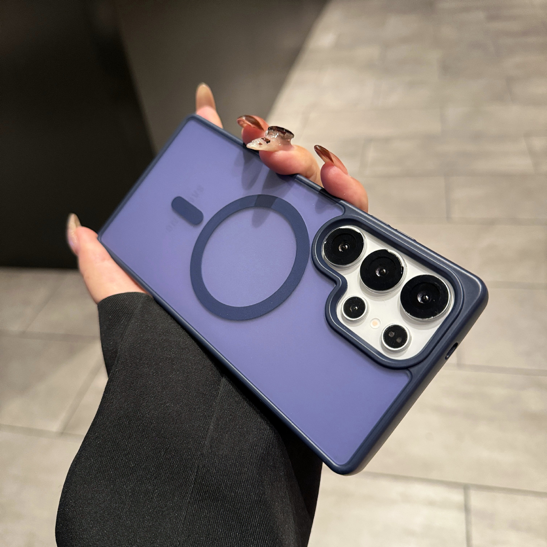 Compatible with Samsung S26 Ultra phone case A55 frosted semi-transparent S25FE wireless charging magnetic S24U skin-feel hard case - Blue [Skin-touch magnetic closure] S26Ultra
