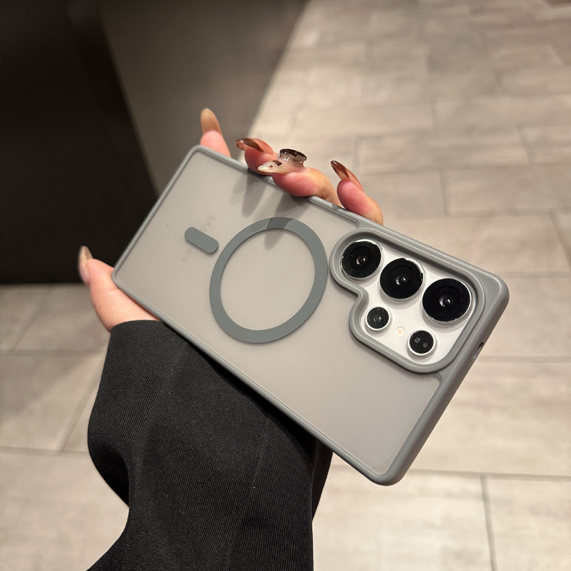 Compatible with Samsung S26 Ultra phone case A55 frosted semi-transparent S25FE wireless charging magnetic S24U skin-feel hard case - Gray [Skin-touch Magnetic] S26Ultra