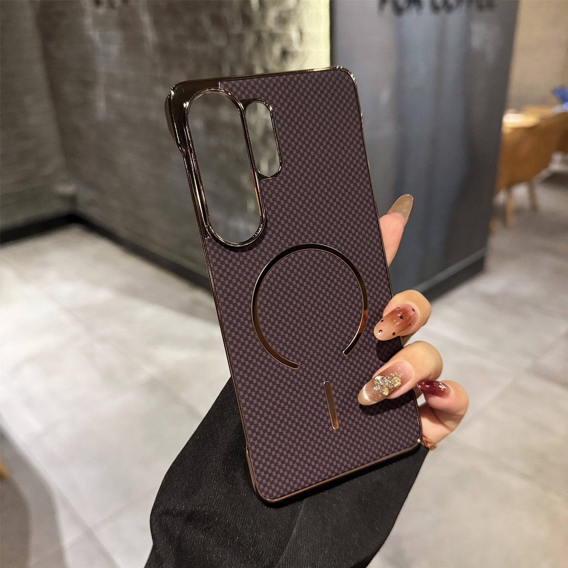 Compatible with Samsung S26 Ultra phone case, frameless magnetic, S25 Ultra electroplated Kevlar, S24P protective case - Purple [Borderless] Kevlar S26Ultra