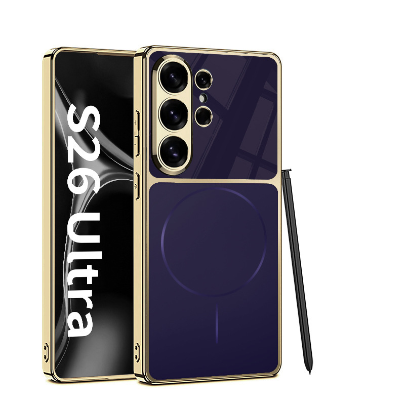 Compatible with Samsung S26 Ultra phone case, AG electroplated magnetic Magsafe wireless charging port full-coverage protective case - Titanium Purple [Magnetic Fine Coil] SM-S26 Ultra [Pen Not Included]