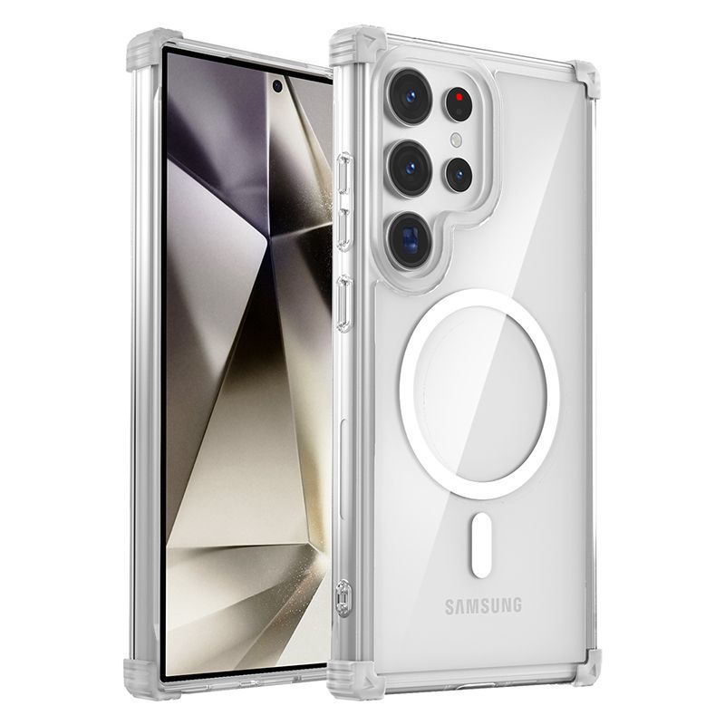 Compatible with Samsung S26 Ultra phone case, S25 edge magnetic charging 24FE transparent S23P drop-proof S22 protective case - Transparent [Transparent Magnetic] S26Ultra