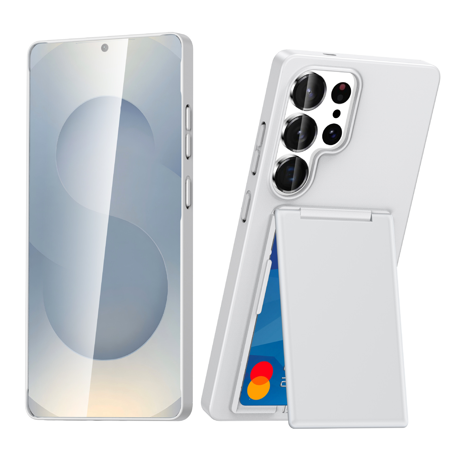 Compatible with Samsung S26 Ultra phone case, S25E card holder, S24P business card slot, and S23U drop-proof protective case. - White Card Holder S26Ultra