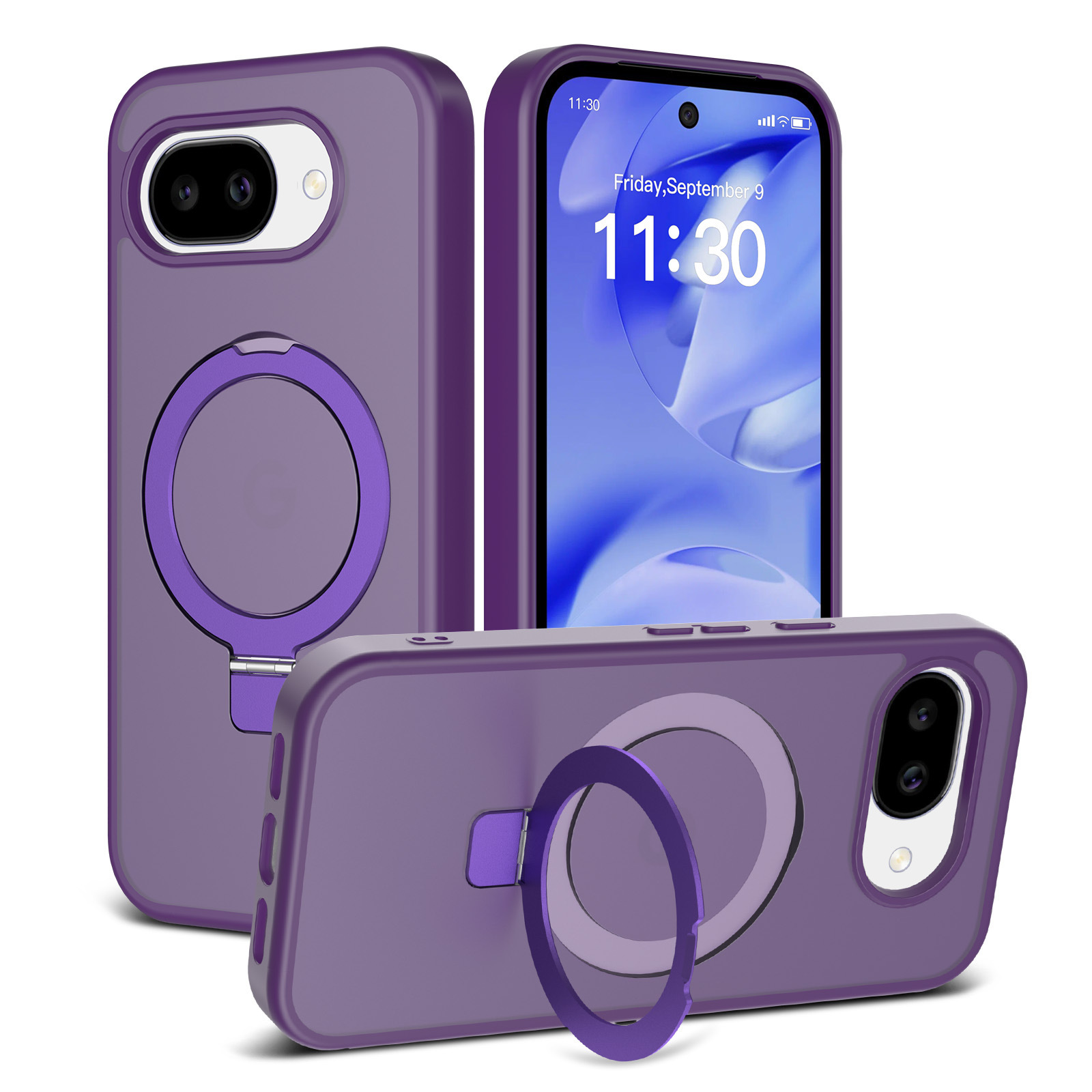 Compatible with Google 10 Pro XL phone case, MagSafe magnetic stand, Pixel 9A full-coverage drop-proof protective case. - Dark Purple Racket Stand SF Pixel-10proXL