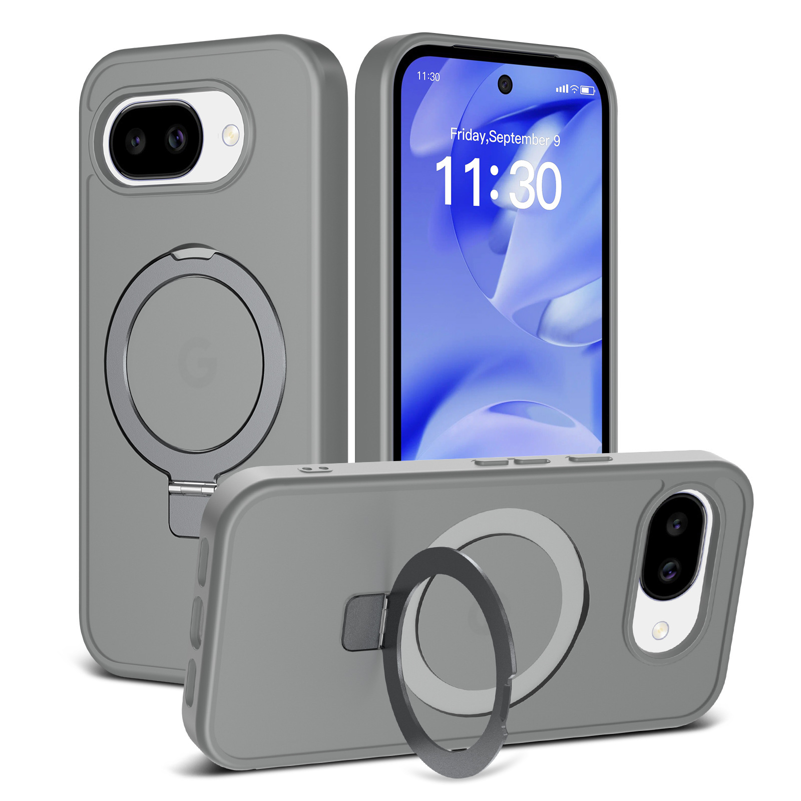 Compatible with Google 10 Pro XL phone case, MagSafe magnetic stand, Pixel 9A full-coverage drop-proof protective case. - Gray racket support SF Pixel-10proXL
