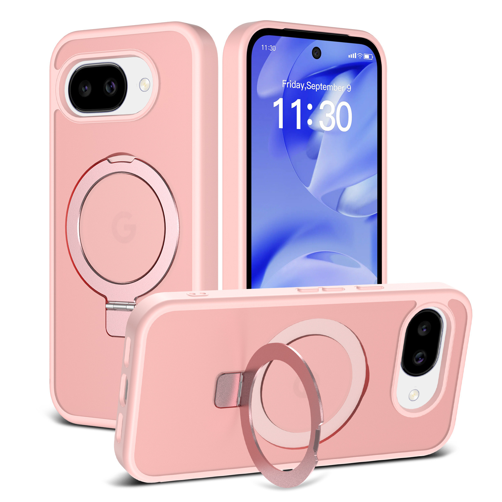 Compatible with Google 10 Pro XL phone case, MagSafe magnetic stand, Pixel 9A full-coverage drop-proof protective case. - Pink racket support SF Pixel-10proXL