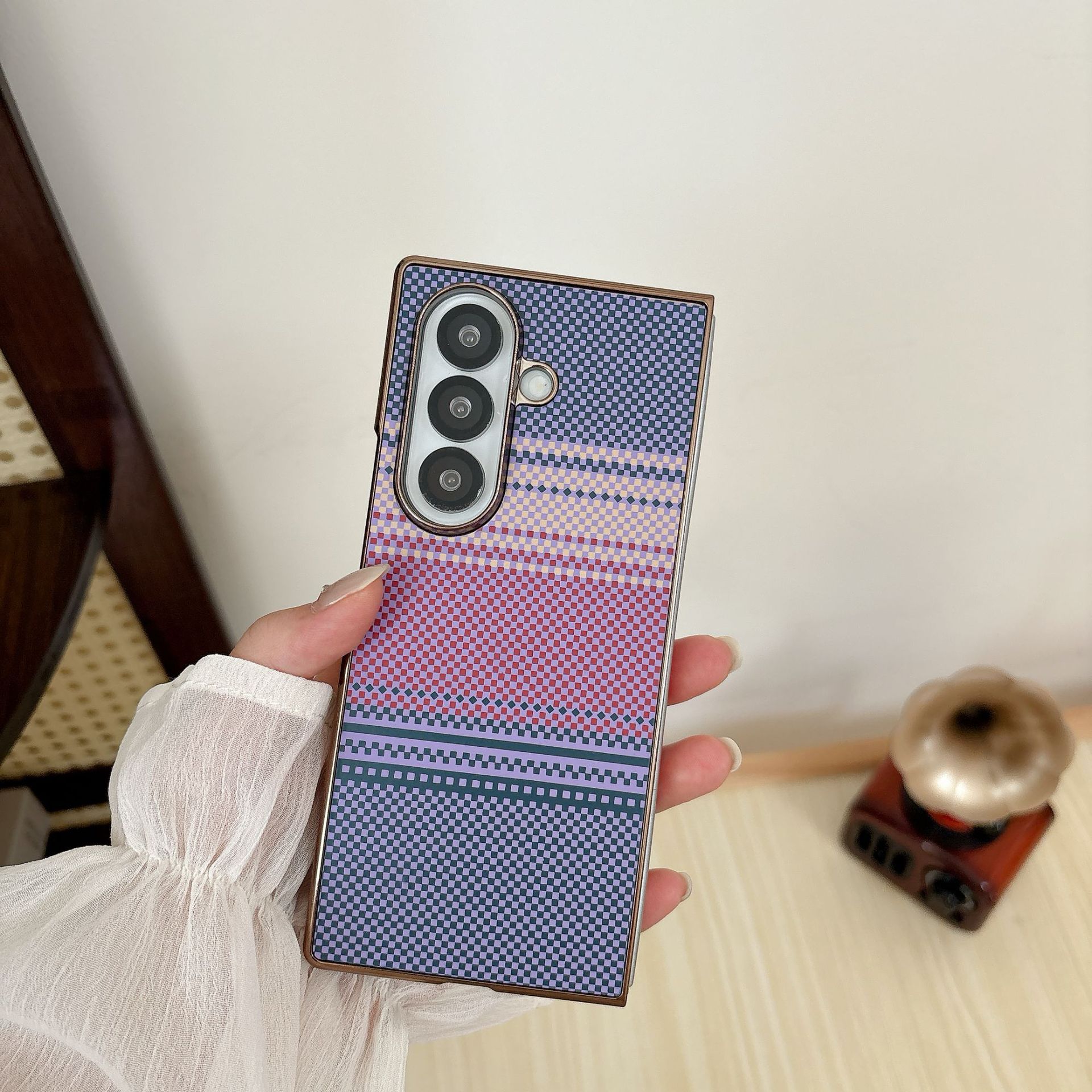Compatible with Samsung Z Fold8 Ultra phone case 7/6 wireless charging magnetic 5/4/3 case film electroplated Kevlar texture - Purple [Shell Membrane] Z Fold8ultra