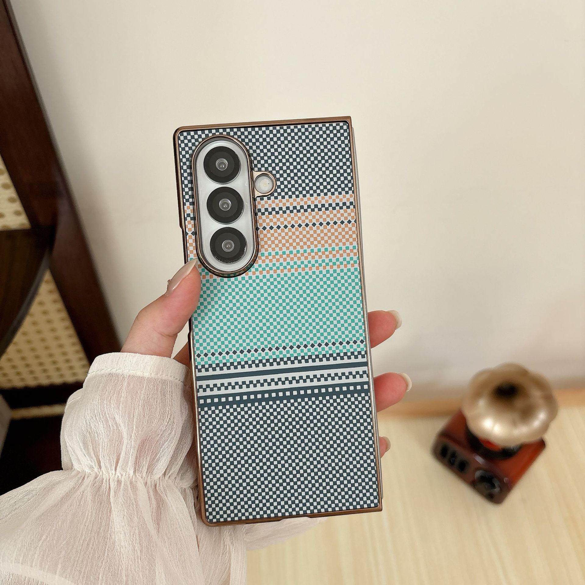 Compatible with Samsung Z Fold8 Ultra phone case 7/6 wireless charging magnetic 5/4/3 case film electroplated Kevlar texture - Grayish-green [shell membrane] Z Fold8ultra