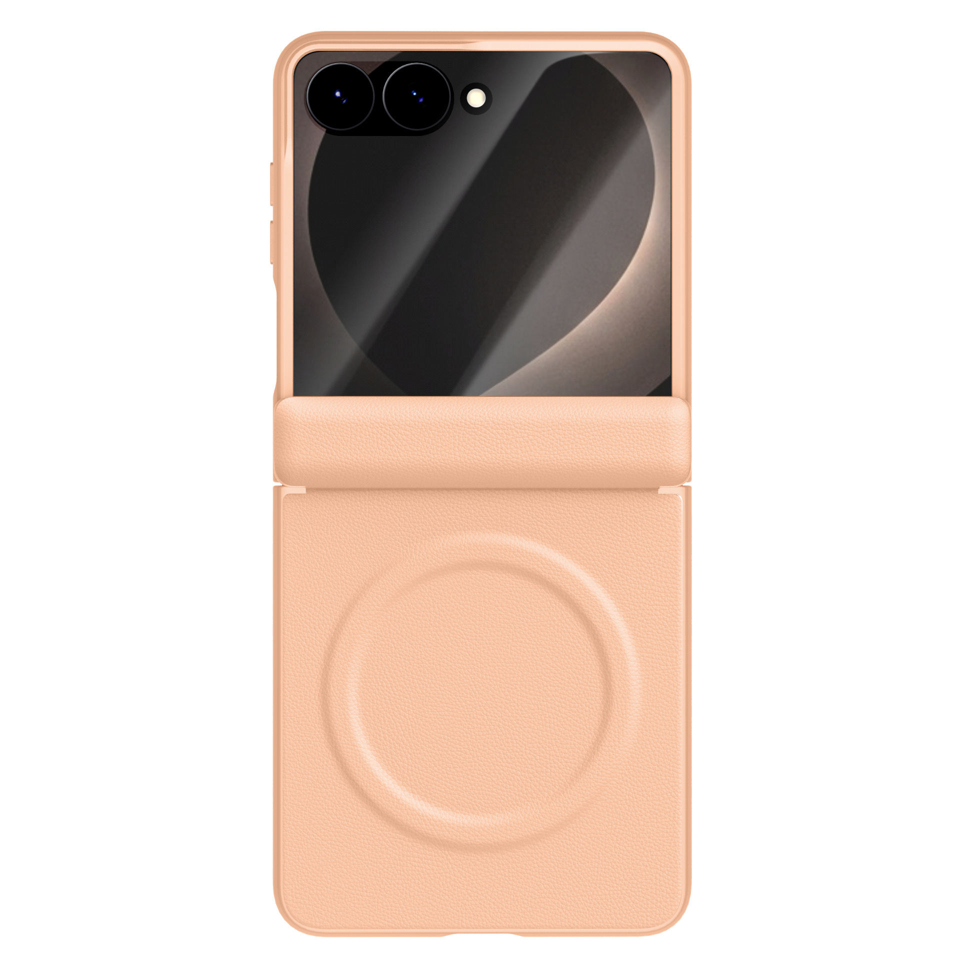 Compatible with Samsung Z Flip8 phone case, wireless charging, magnetic closure, leather hinge, full-coverage, drop-proof protective case. - Light Gold [Casing Coating] Ten-Color Leather Texture Samsung-Z Flip8