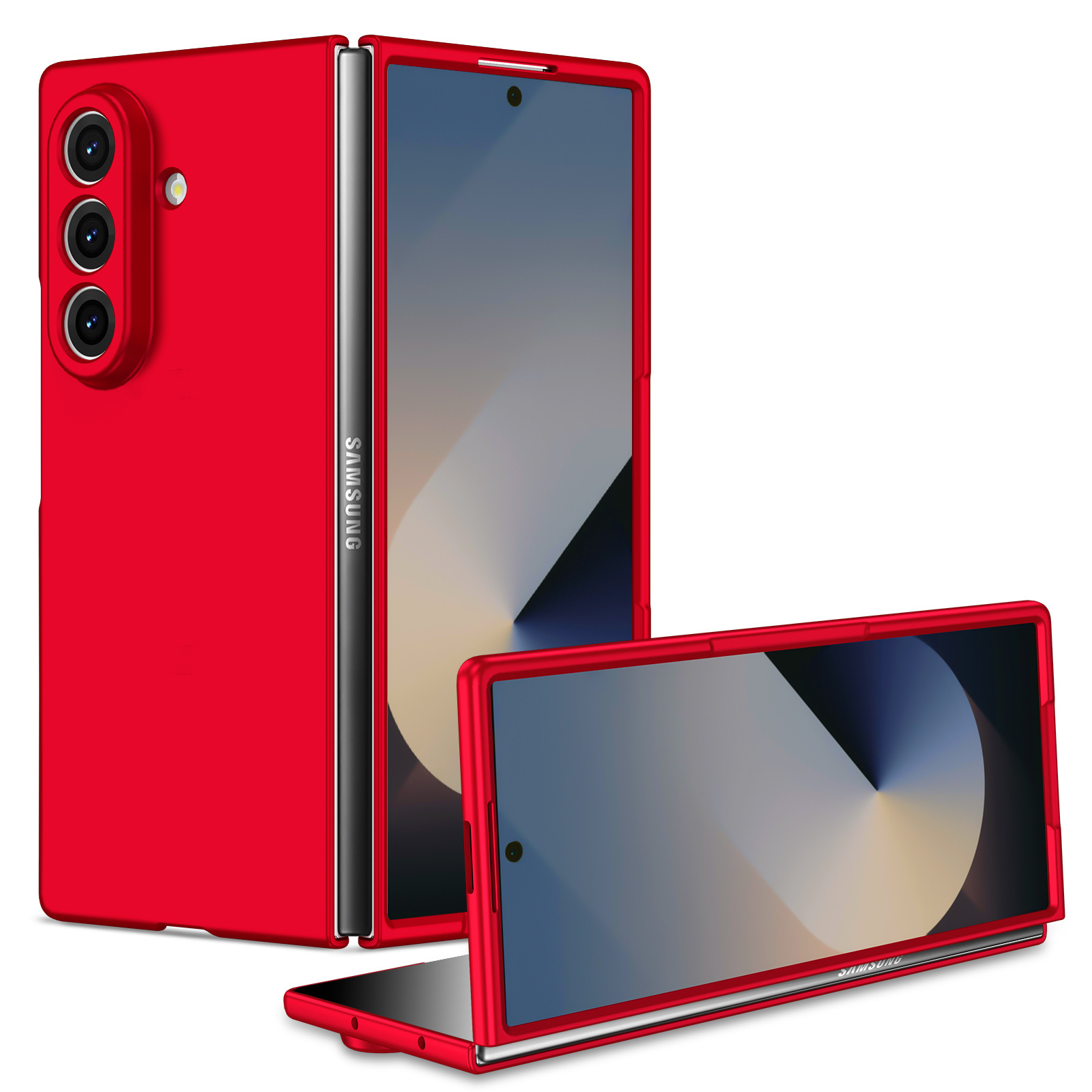 Compatible with Samsung Z Fold7/6/5 phone case, solid color, skin-feel, ultra-thin, shockproof protective case for Flip7/6/5, cross-border e-commerce. - China Red Samsung Z Fold7 [Fine Hole]