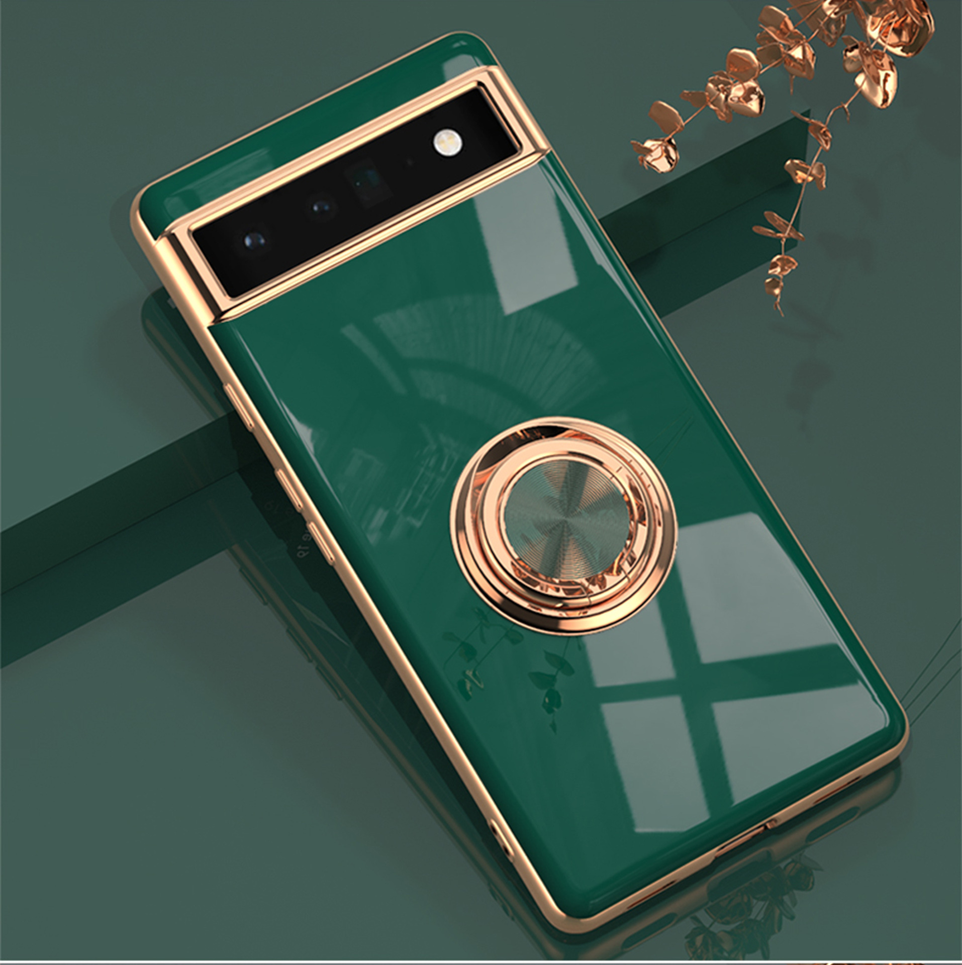 Compatible with Google Pixel 10/9pro XL phone case, 8A electroplated ring, car magnetic TPU drop-proof protective case. - Midnight Green Pixel 10A