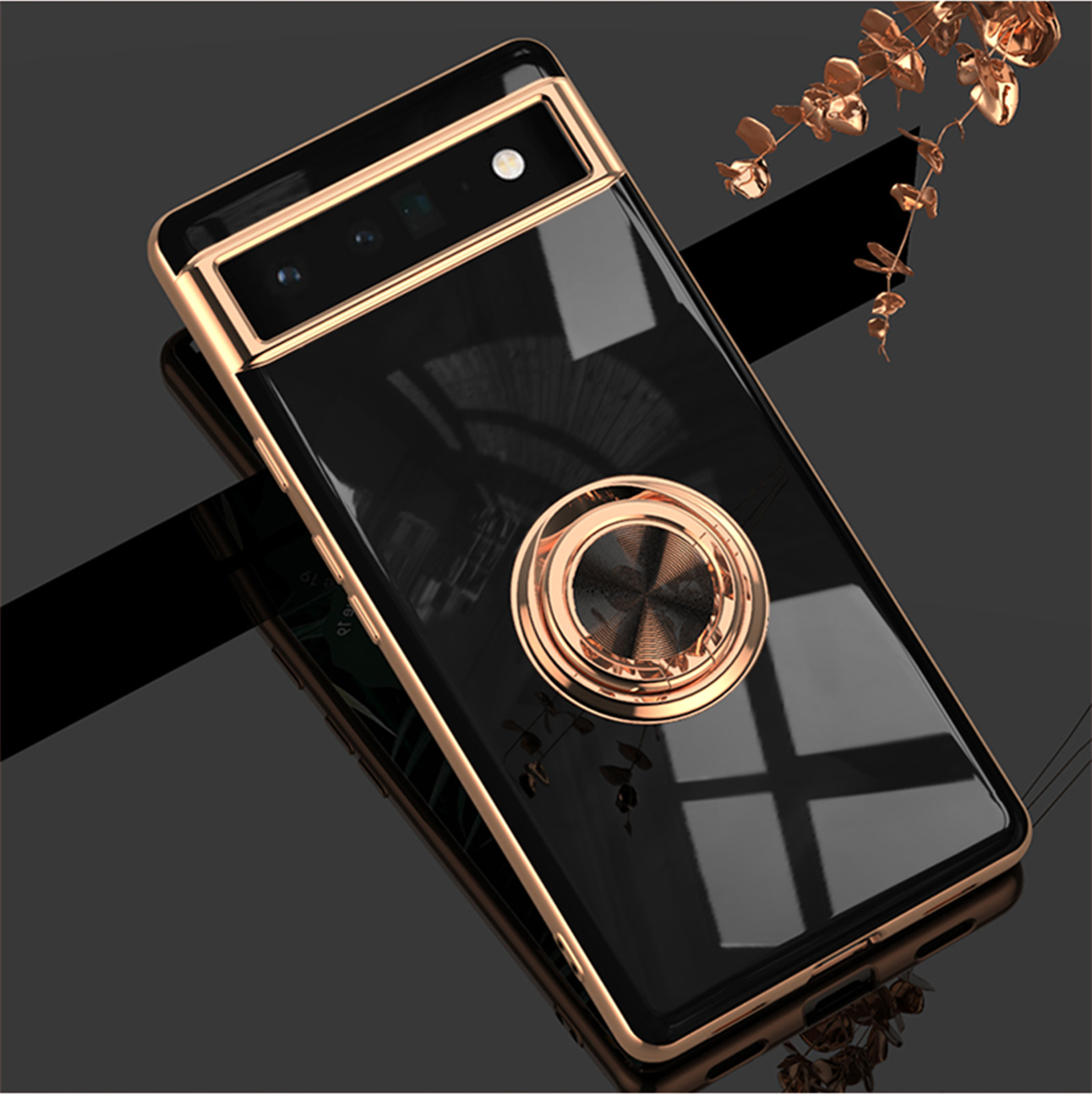 Compatible with Google Pixel 10/9pro XL phone case, 8A electroplated ring, car magnetic TPU drop-proof protective case. - Black Pixel 10A