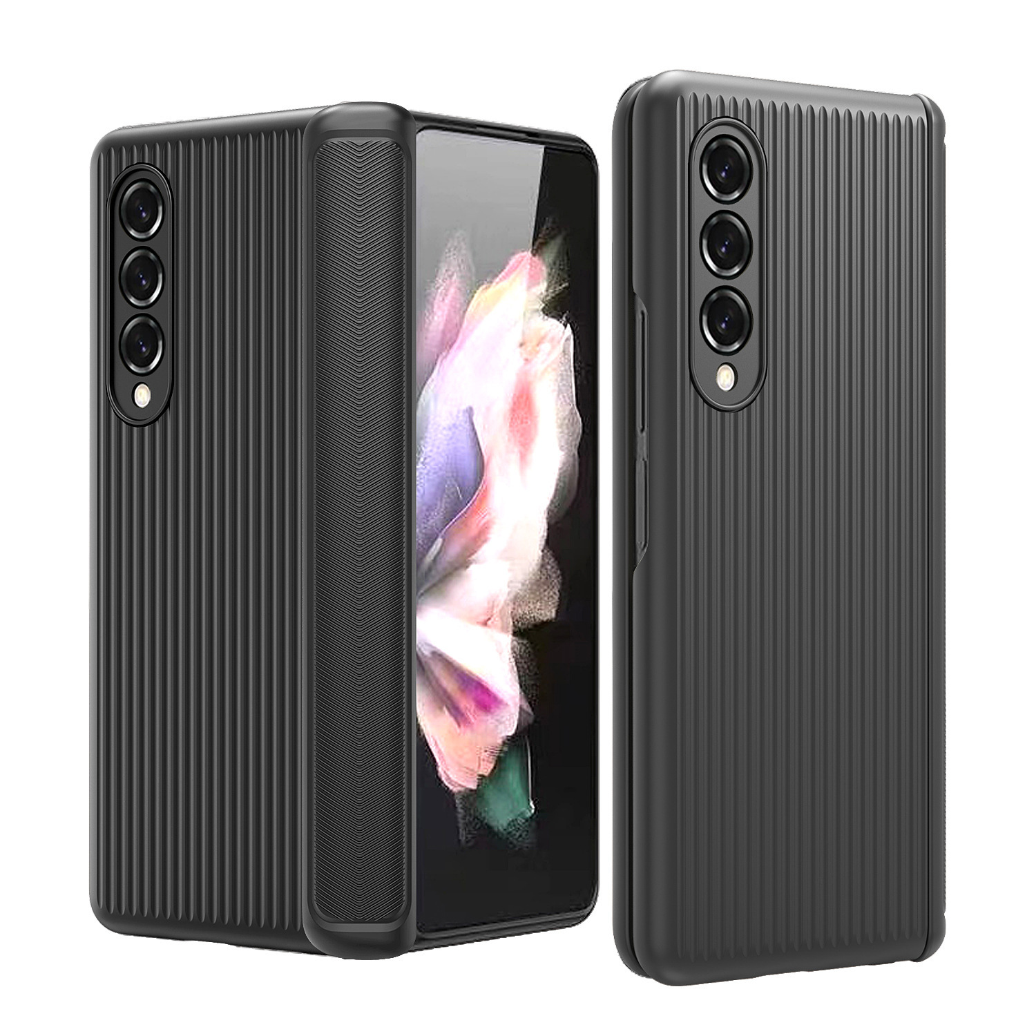 Compatible with Samsung Z Fold6/5/4/3 phone case, hinge, luggage case, full-coverage shockproof protective case, cross-border e-commerce. - Black Samsung Z Fold 3