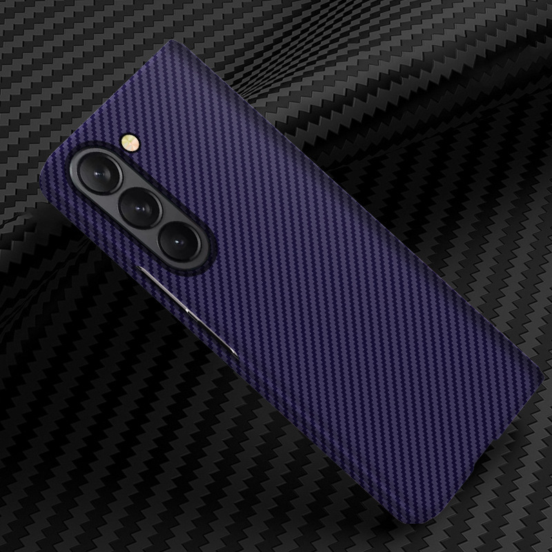 Compatible with Samsung Z Fold8/7 phone case, 6/5 folding screen, W25 carbon fiber texture color blocking 4/3 ultra-thin protective case - Purple Z Fold8ultra [Standard Edition]