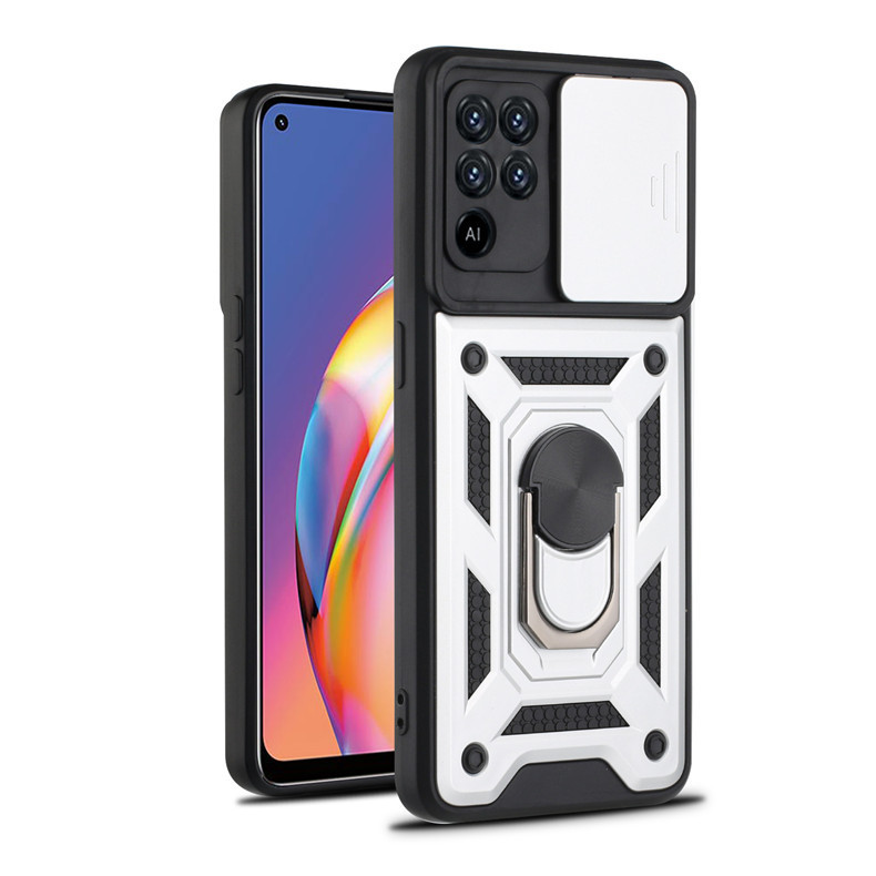 Compatible with OPPO Realme C85 phone case, Reno 15 Pro, Smooth Armor Sliding Window C83 car mount X9 hard case - Silver OP Find X9 Ultra 5G
