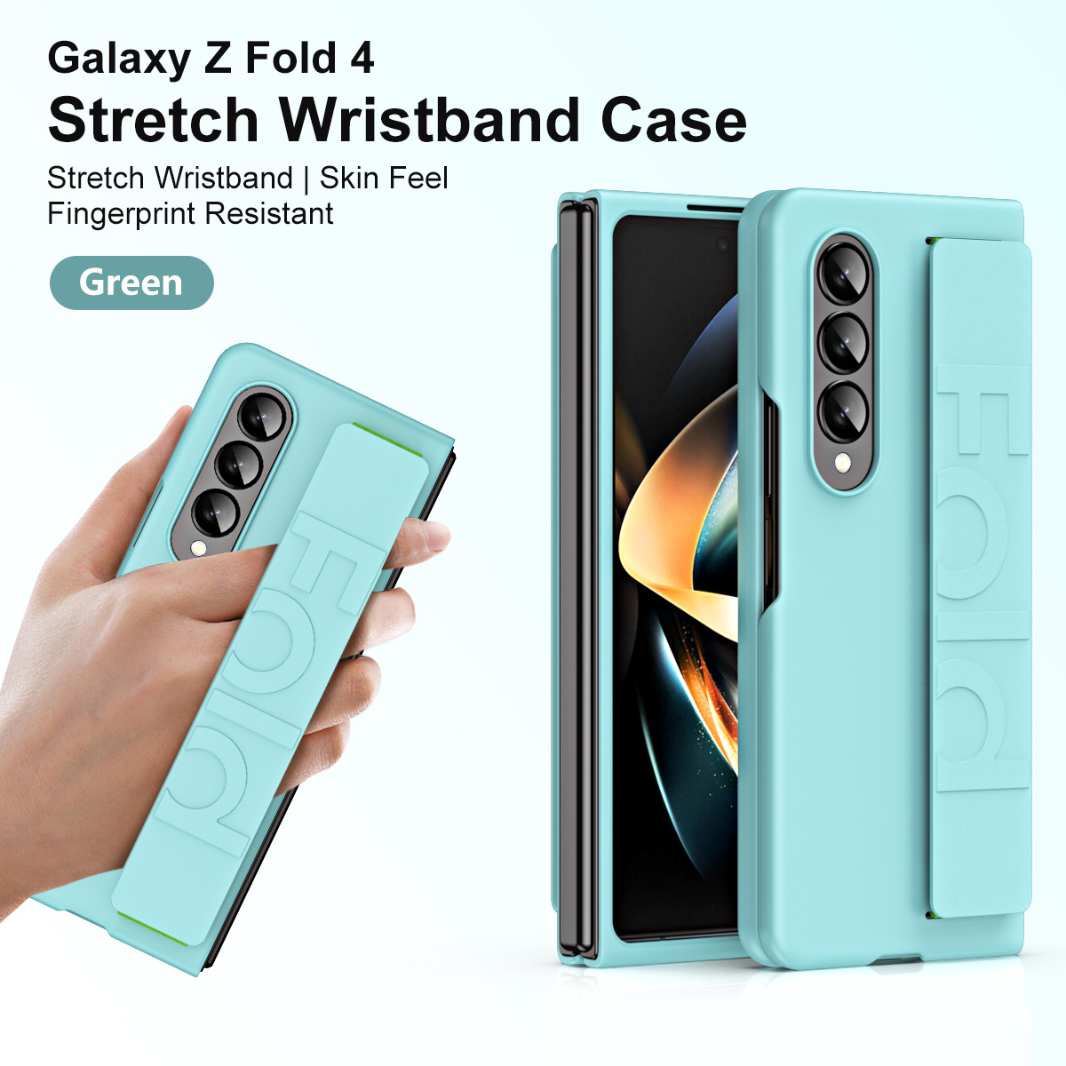 Compatible with Samsung Z Fold8/7/6 phone case W25 elastic wrist strap 5/4/3/2 folding screen drop protection case - Light Cyan Z Fold8 Ultra [Standard Edition]