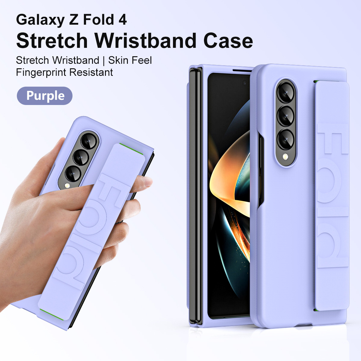 Compatible with Samsung Z Fold8/7/6 phone case W25 elastic wrist strap 5/4/3/2 folding screen drop protection case - Lavender Purple Z Fold8 Ultra [Standard Edition]