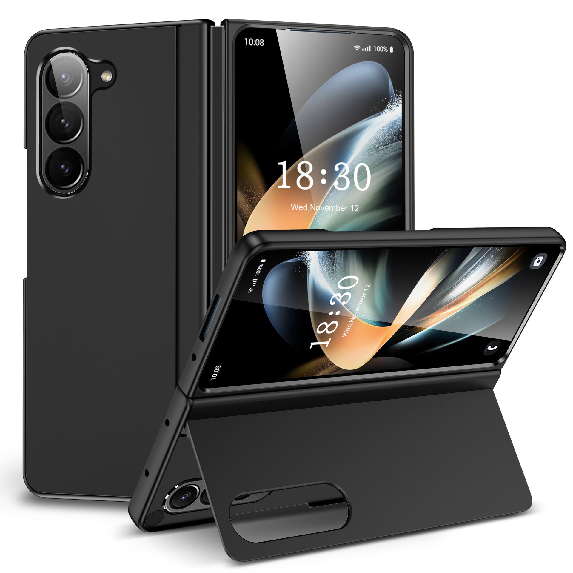 Compatible with Samsung Z Fold8U phone case, 7/6/5 inch invisible stand, ultra-thin 4/3 folding screen, drop-proof protective case. - Graphite Black Folding Stand Z Fold8ultra