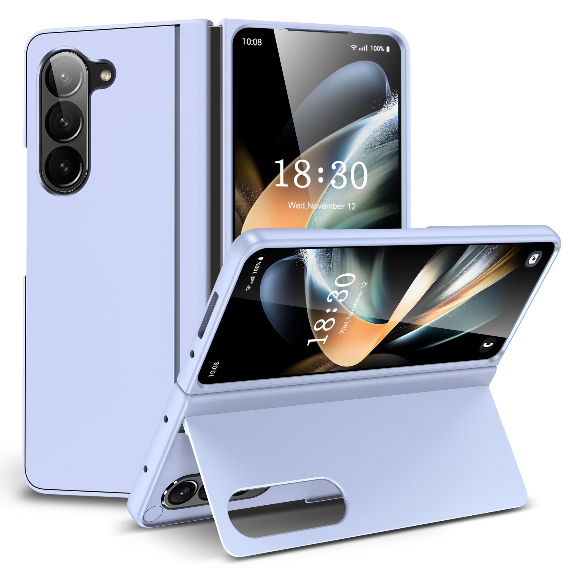 Compatible with Samsung Z Fold8U phone case, 7/6/5 inch invisible stand, ultra-thin 4/3 folding screen, drop-proof protective case. - Lavender Purple Folding Stand Z Fold8ultra